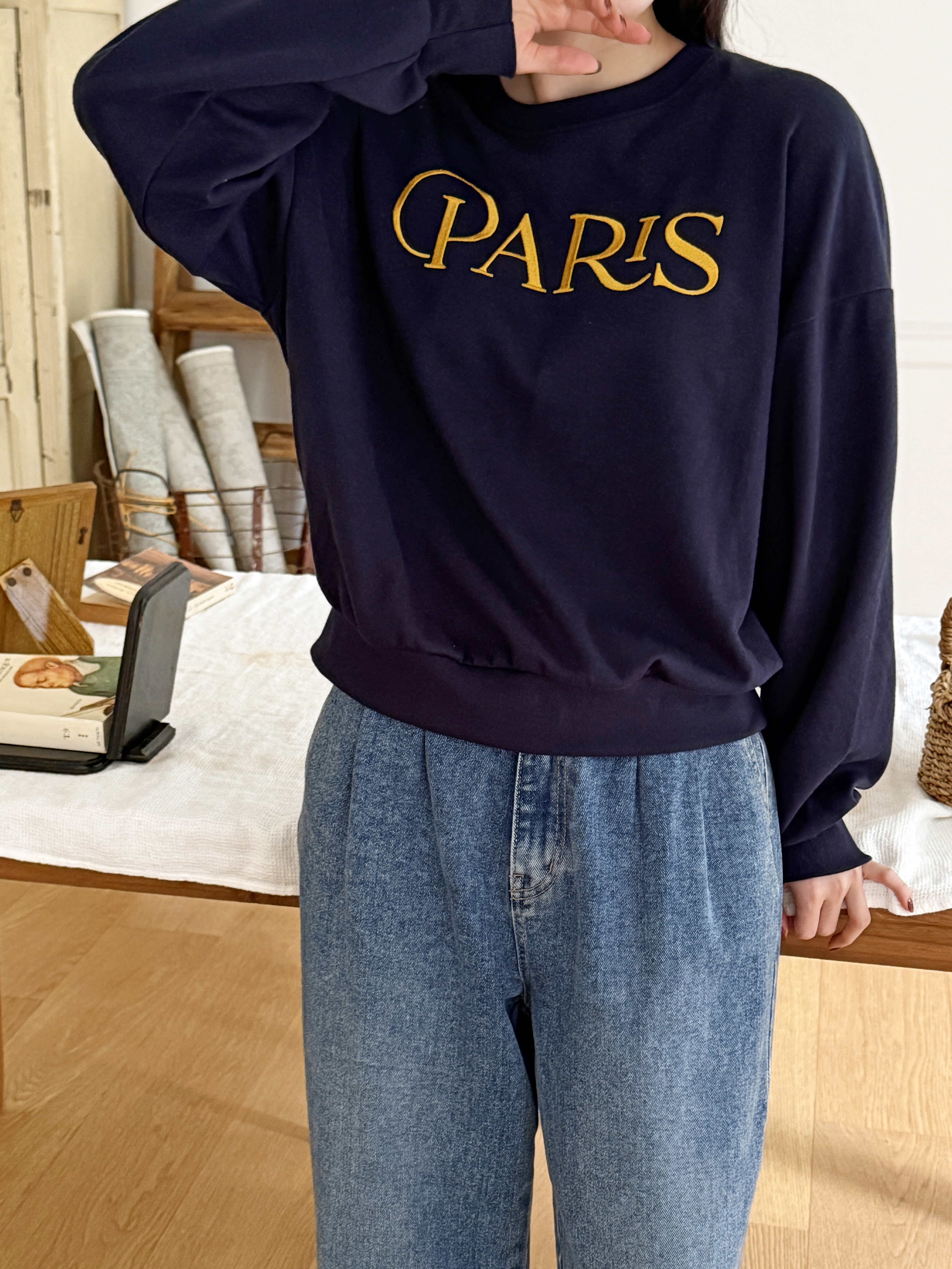 ラウンドネックルーズ長袖刺繍ロゴスウェット | 詳細画像6