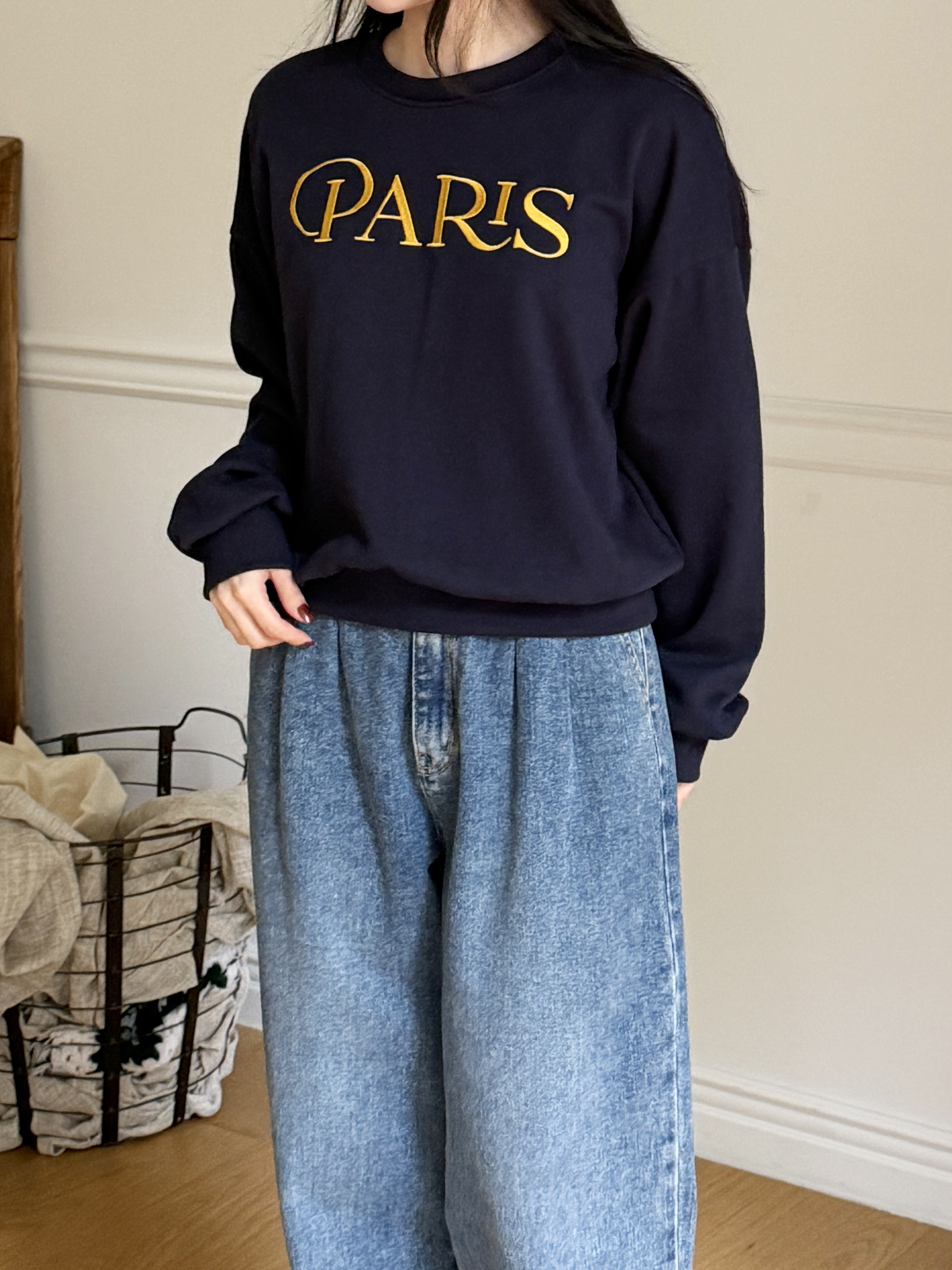 ラウンドネックルーズ長袖刺繍ロゴスウェット | 詳細画像7