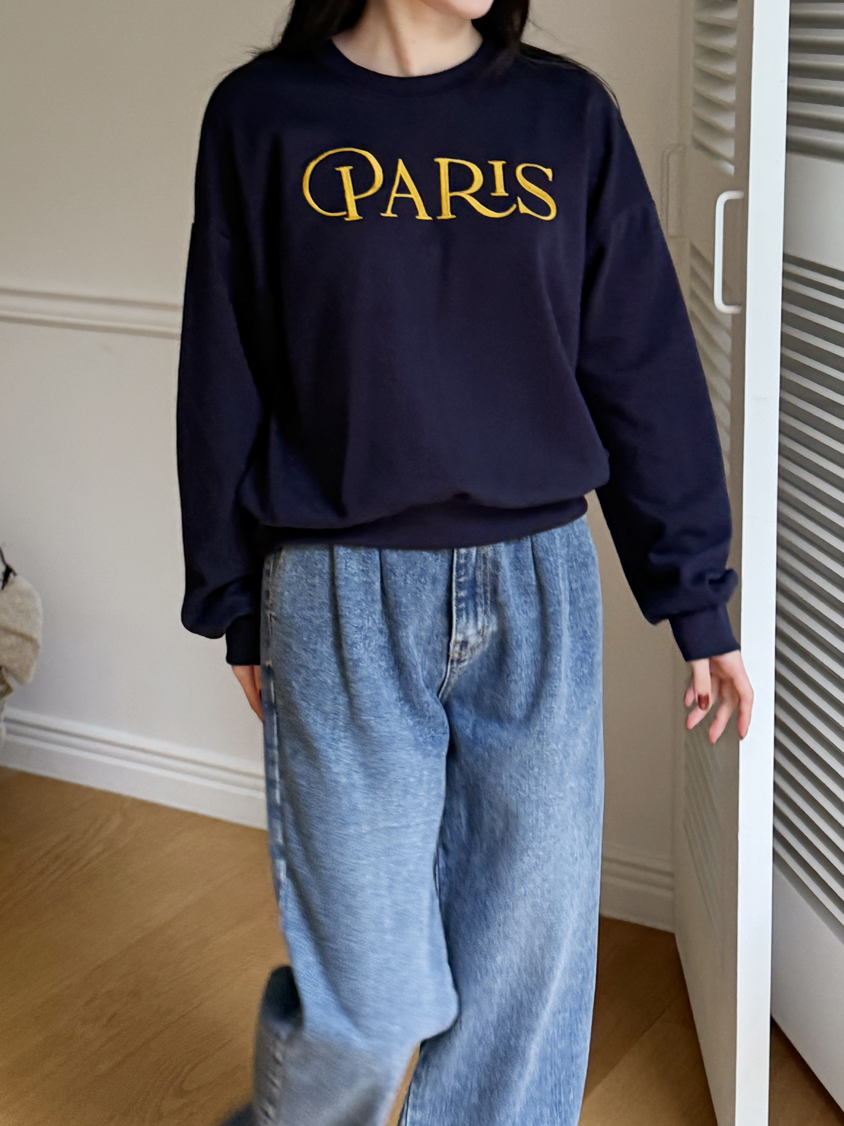 ラウンドネックルーズ長袖刺繍ロゴスウェット | 詳細画像8