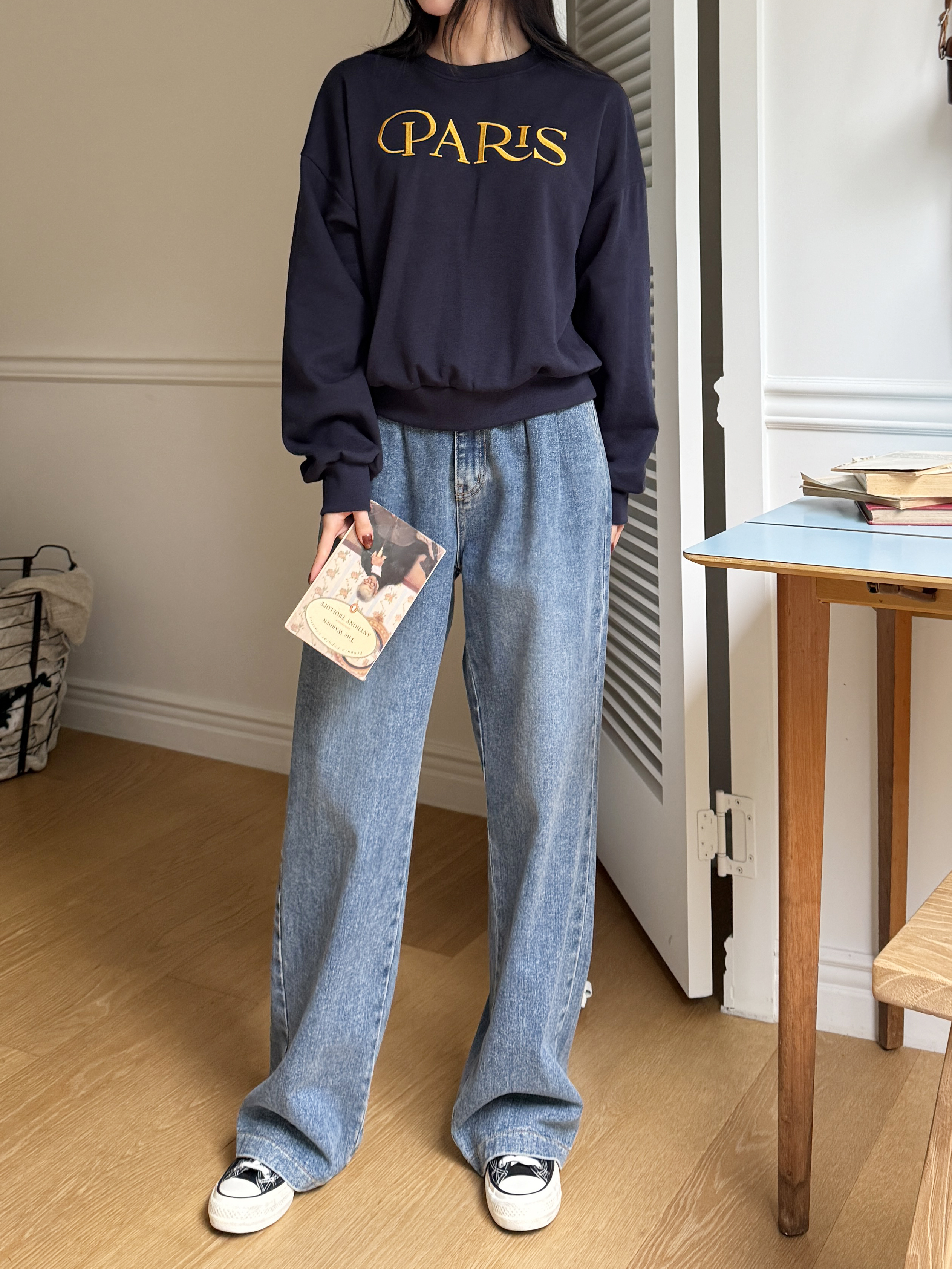 ラウンドネックルーズ長袖刺繍ロゴスウェット | 詳細画像9