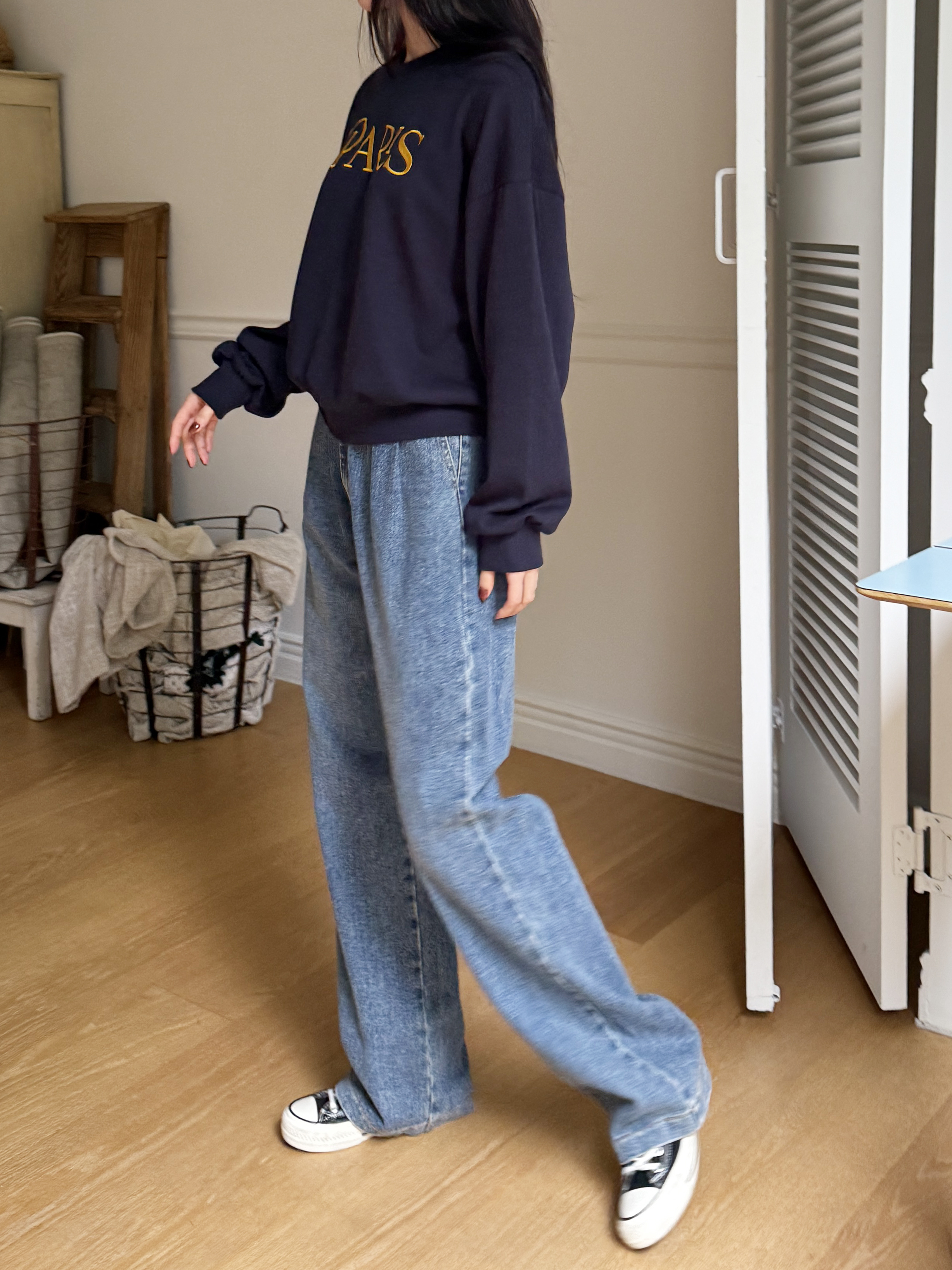 ラウンドネックルーズ長袖刺繍ロゴスウェット | 詳細画像10