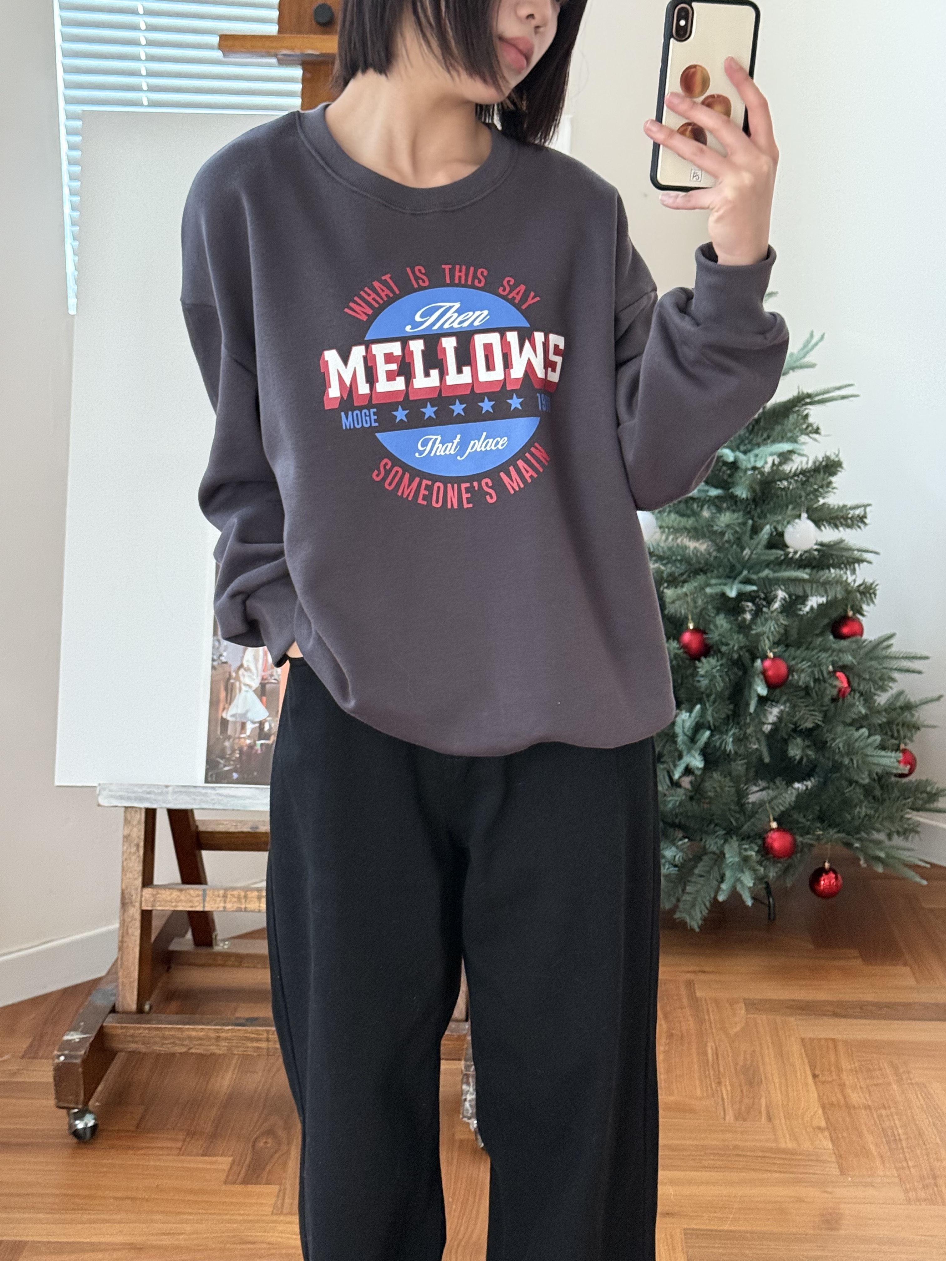 ラウンドネックベーシックルーズ長袖ロゴスウェット | 詳細画像2