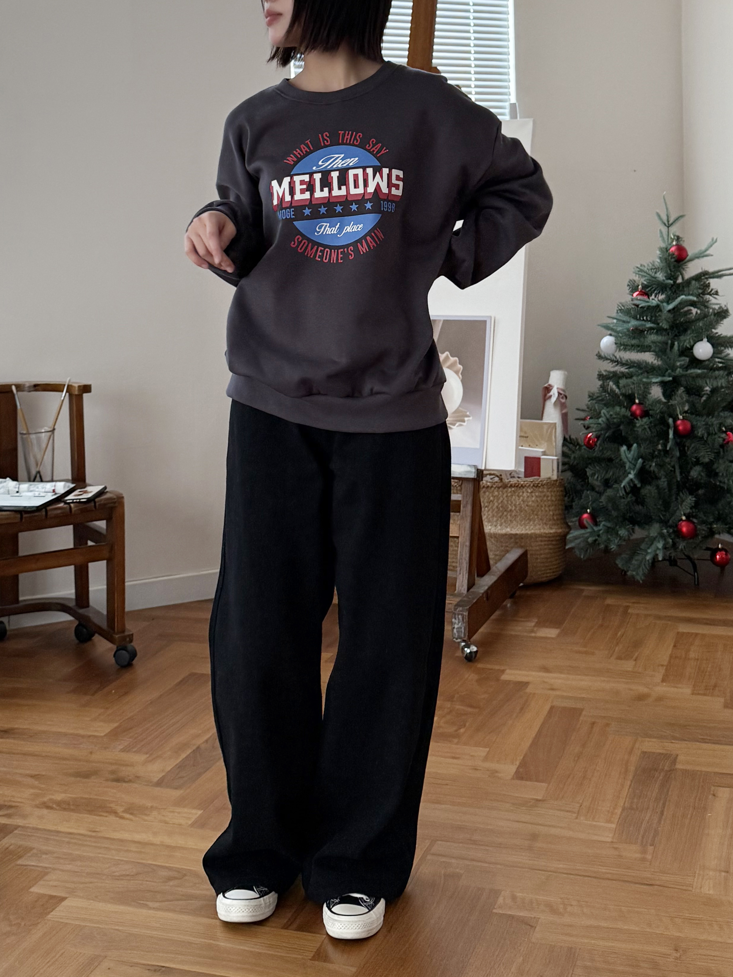 ラウンドネックベーシックルーズ長袖ロゴスウェット | 詳細画像9