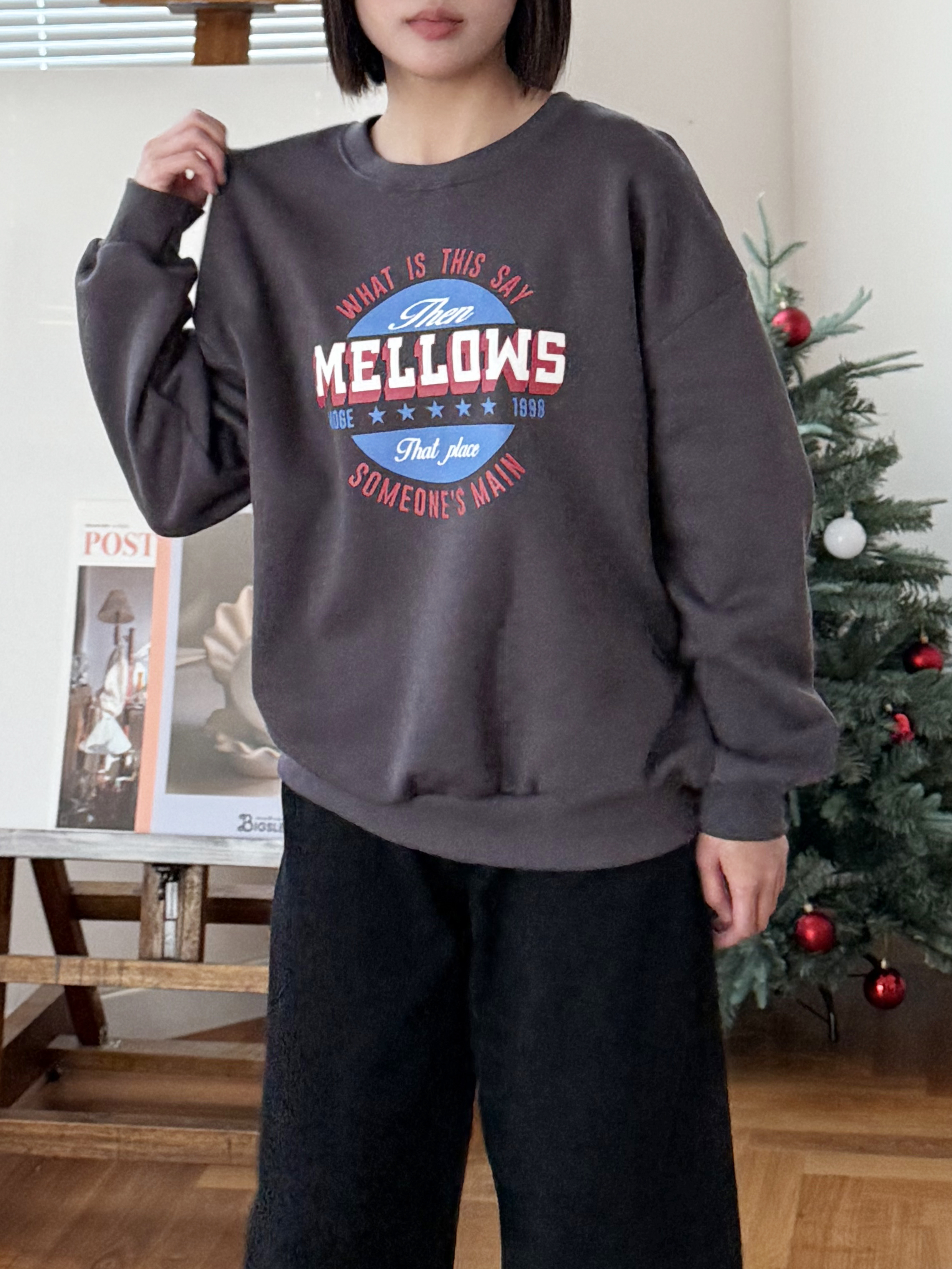 ラウンドネックベーシックルーズ長袖ロゴスウェット | 詳細画像7