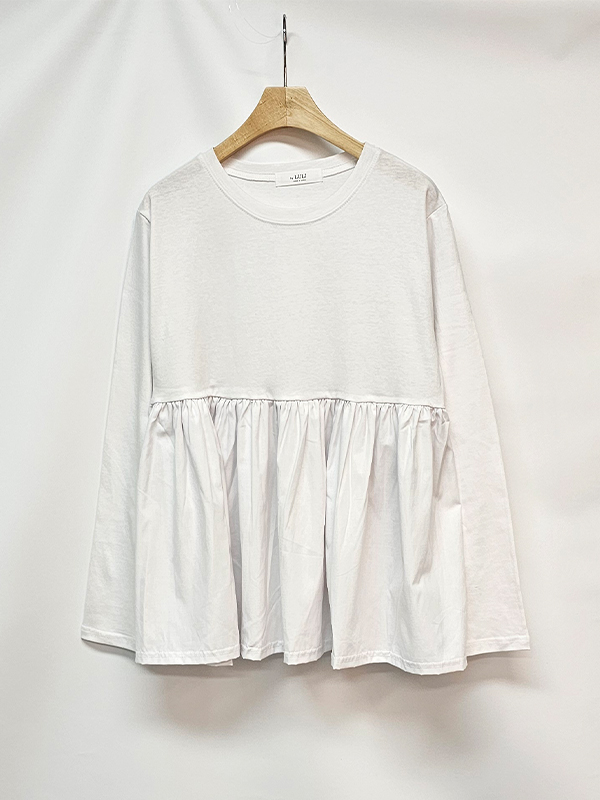 コットン長袖ギャザーTシャツ | 詳細画像11