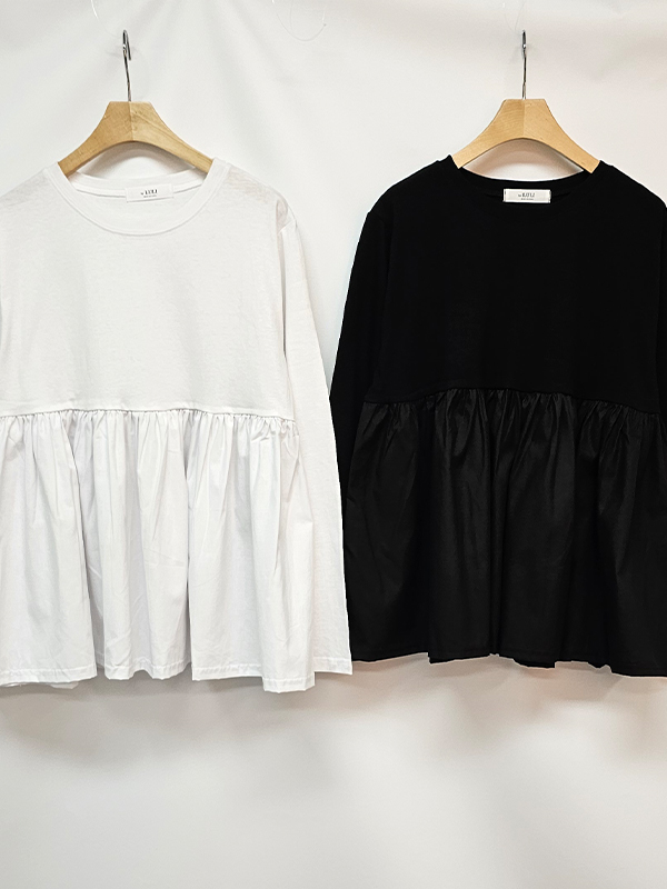 コットン長袖ギャザーTシャツ | 詳細画像13