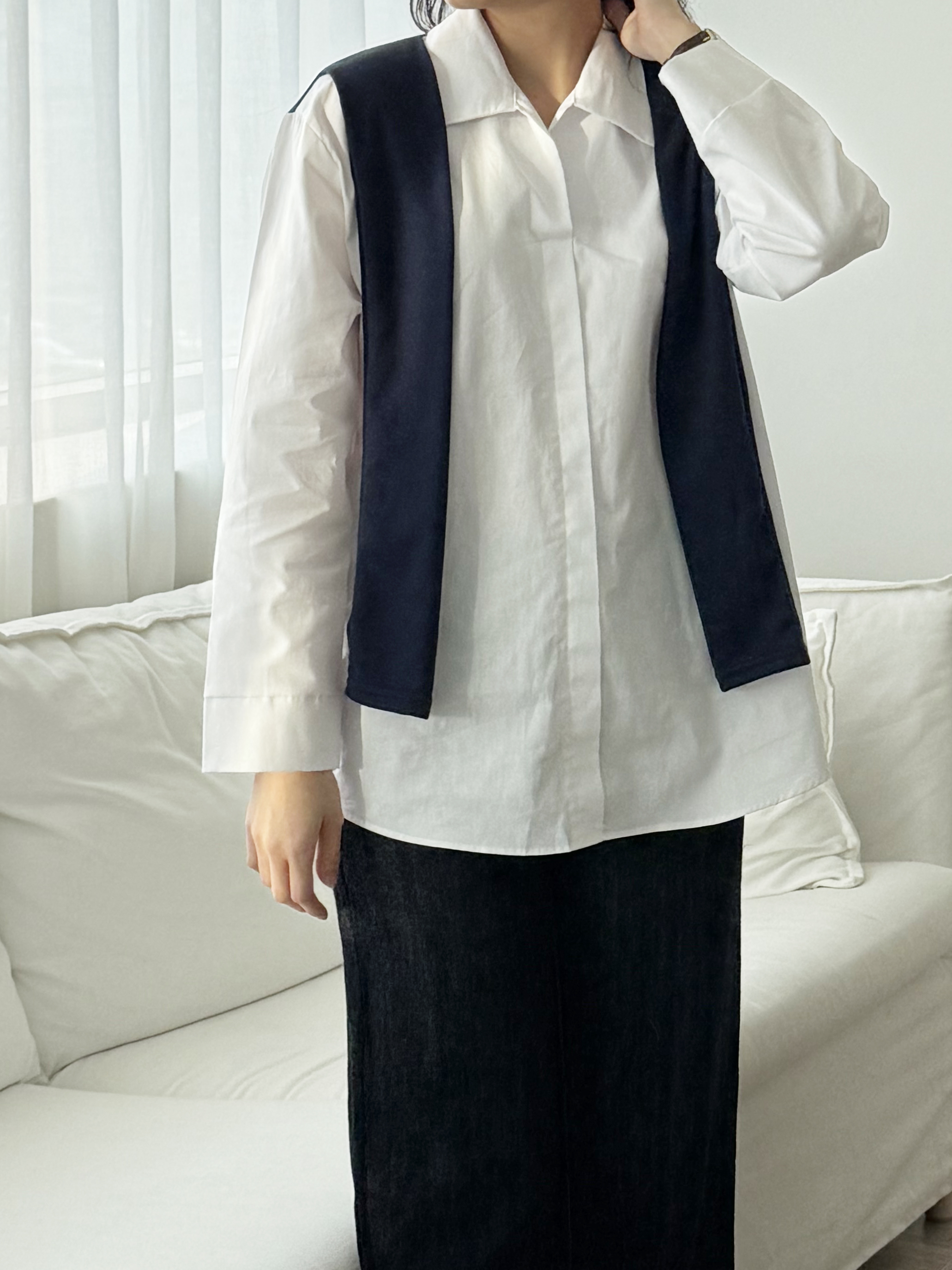 コンビ配色カラーベーシックレイヤード風長袖カーディガン | 詳細画像6