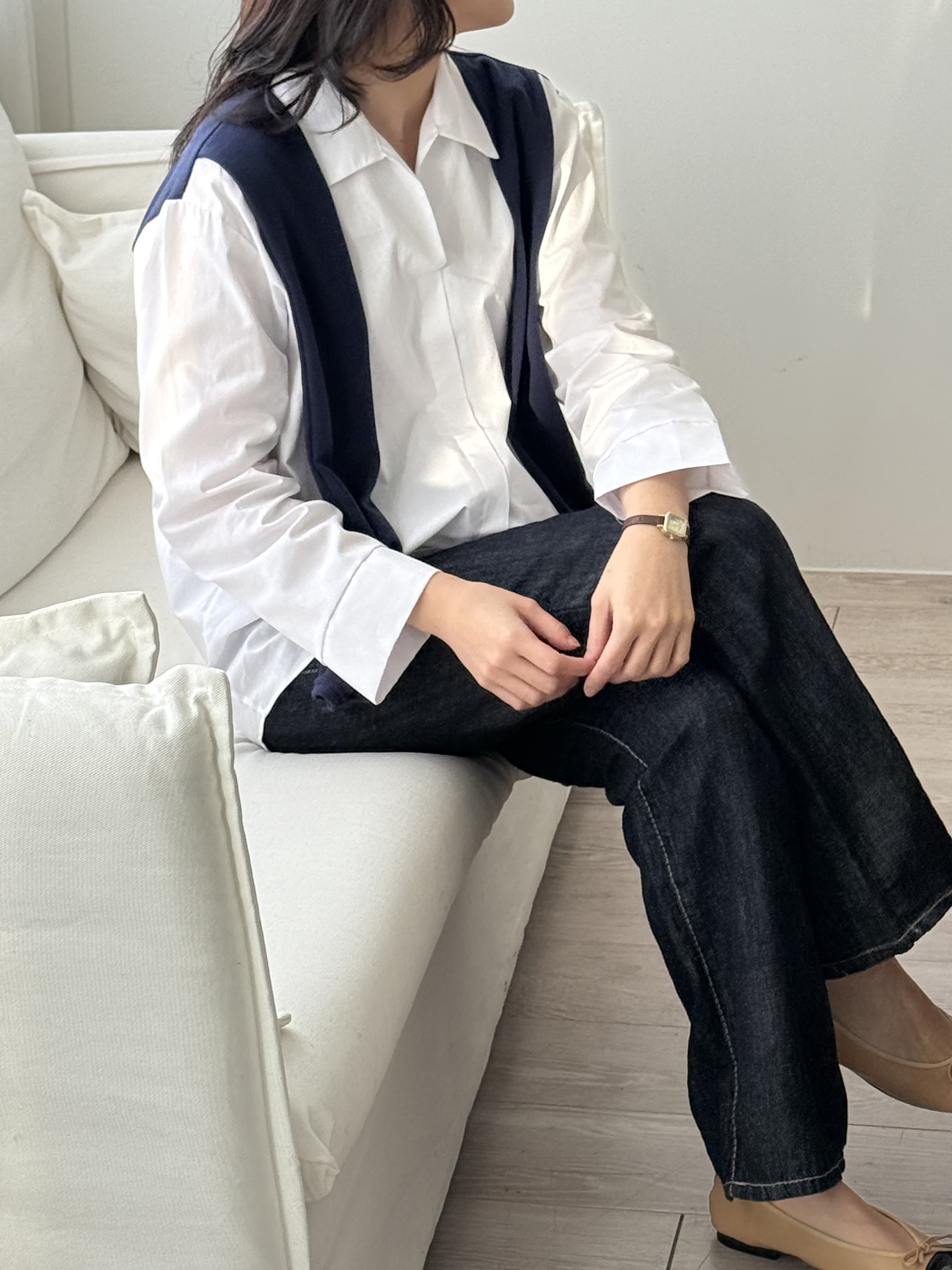 コンビ配色カラーベーシックレイヤード風長袖カーディガン | 詳細画像8