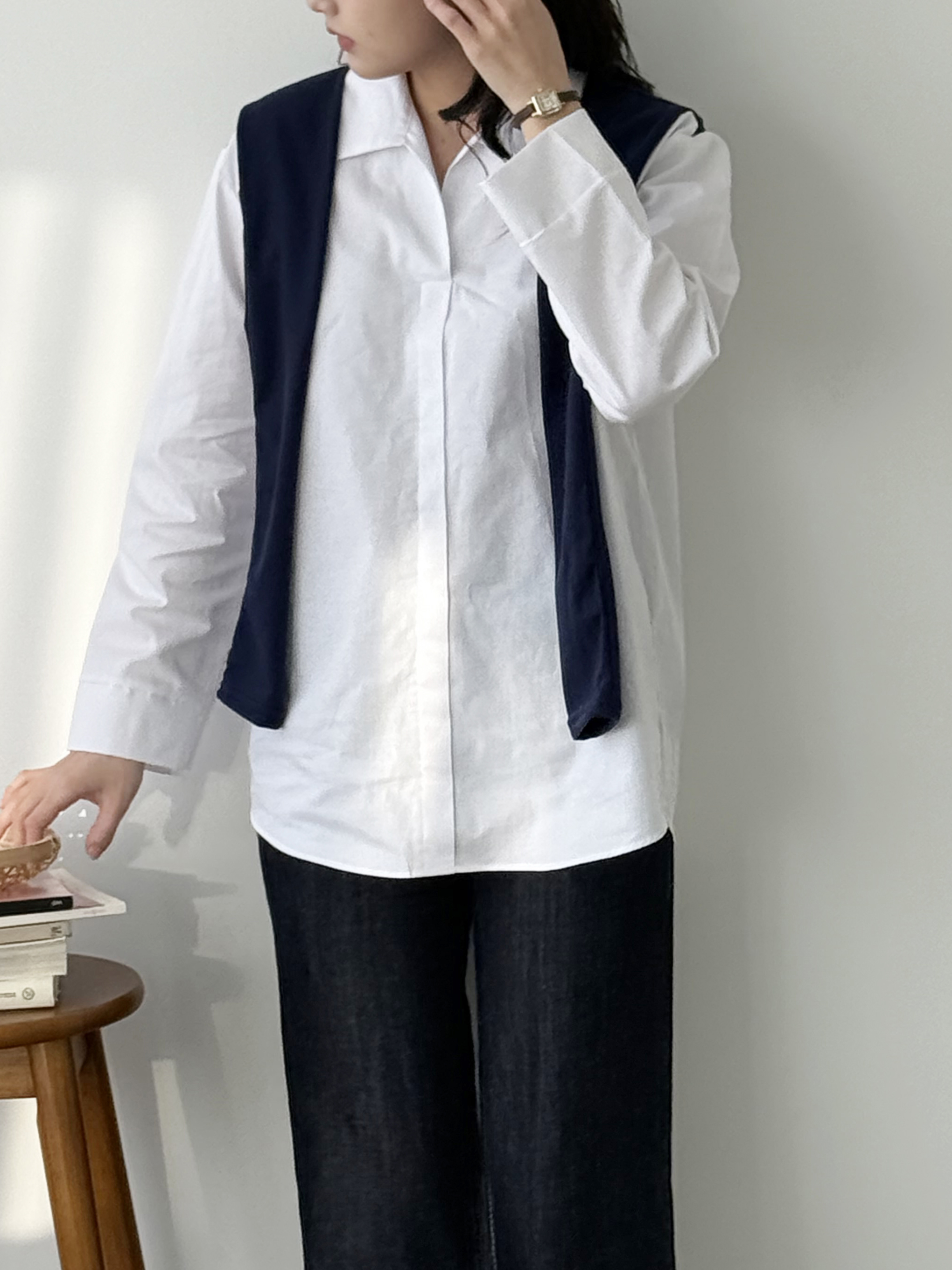 コンビ配色カラーベーシックレイヤード風長袖カーディガン | 詳細画像10