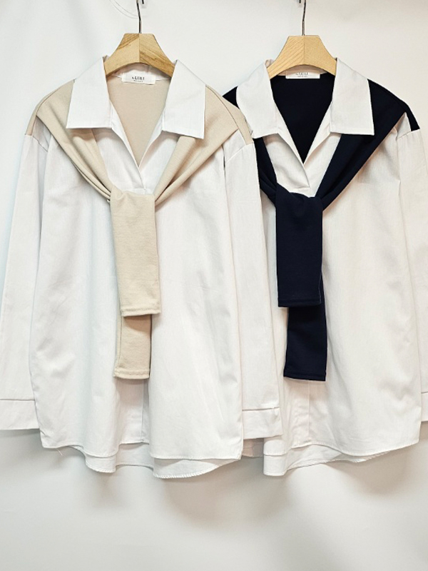 コンビ配色カラーベーシックレイヤード風長袖カーディガン | 詳細画像13