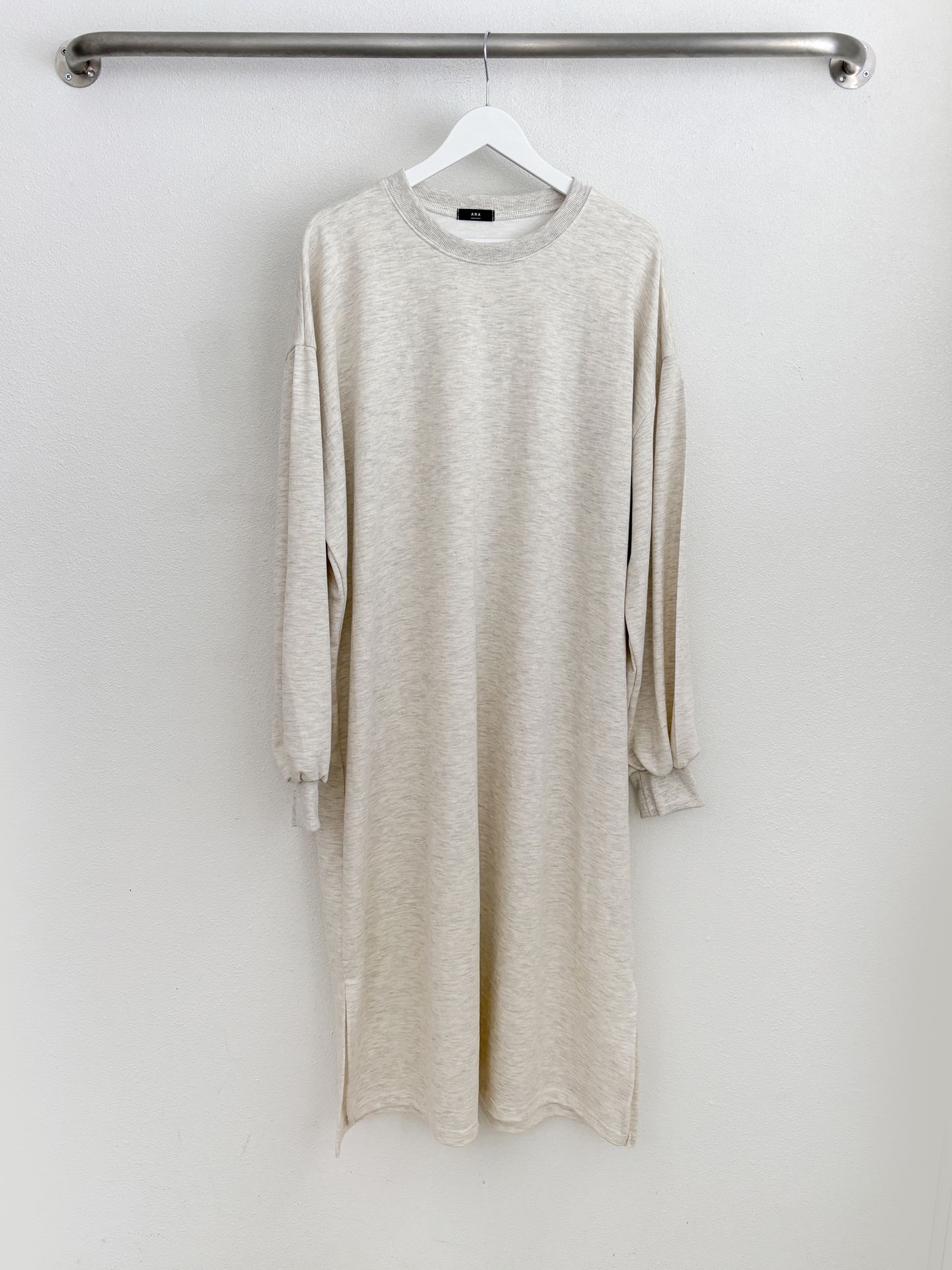 ラウンドネックスリットベーシックボクシールーズ長袖ワンピース | 詳細画像20