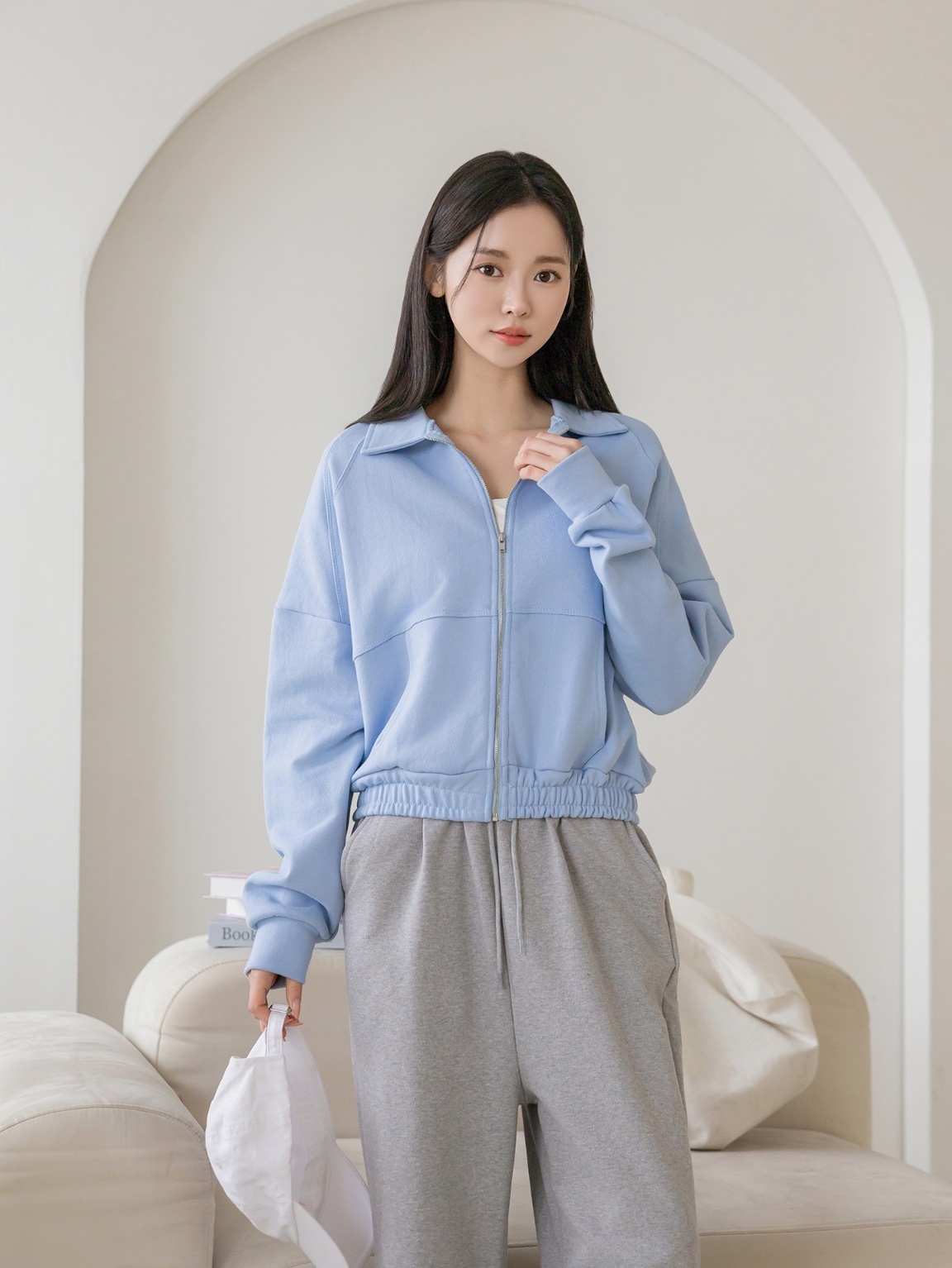 コットンジップアップカラーポケットショート長袖ジャンパー | 詳細画像3