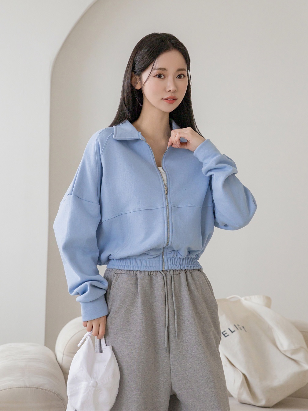 コットンジップアップカラーポケットショート長袖ジャンパー | 詳細画像5