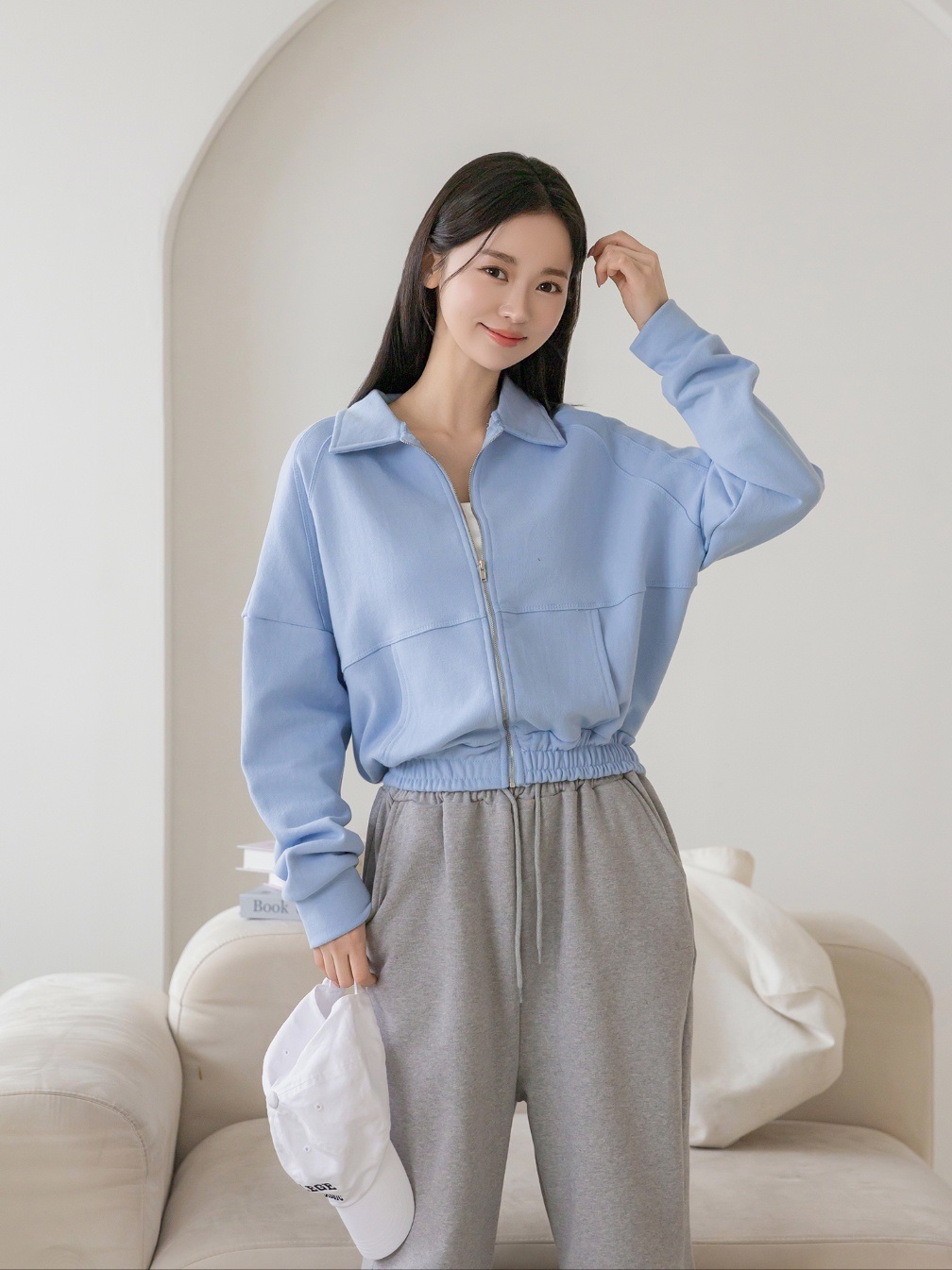 コットンジップアップカラーポケットショート長袖ジャンパー | 詳細画像7