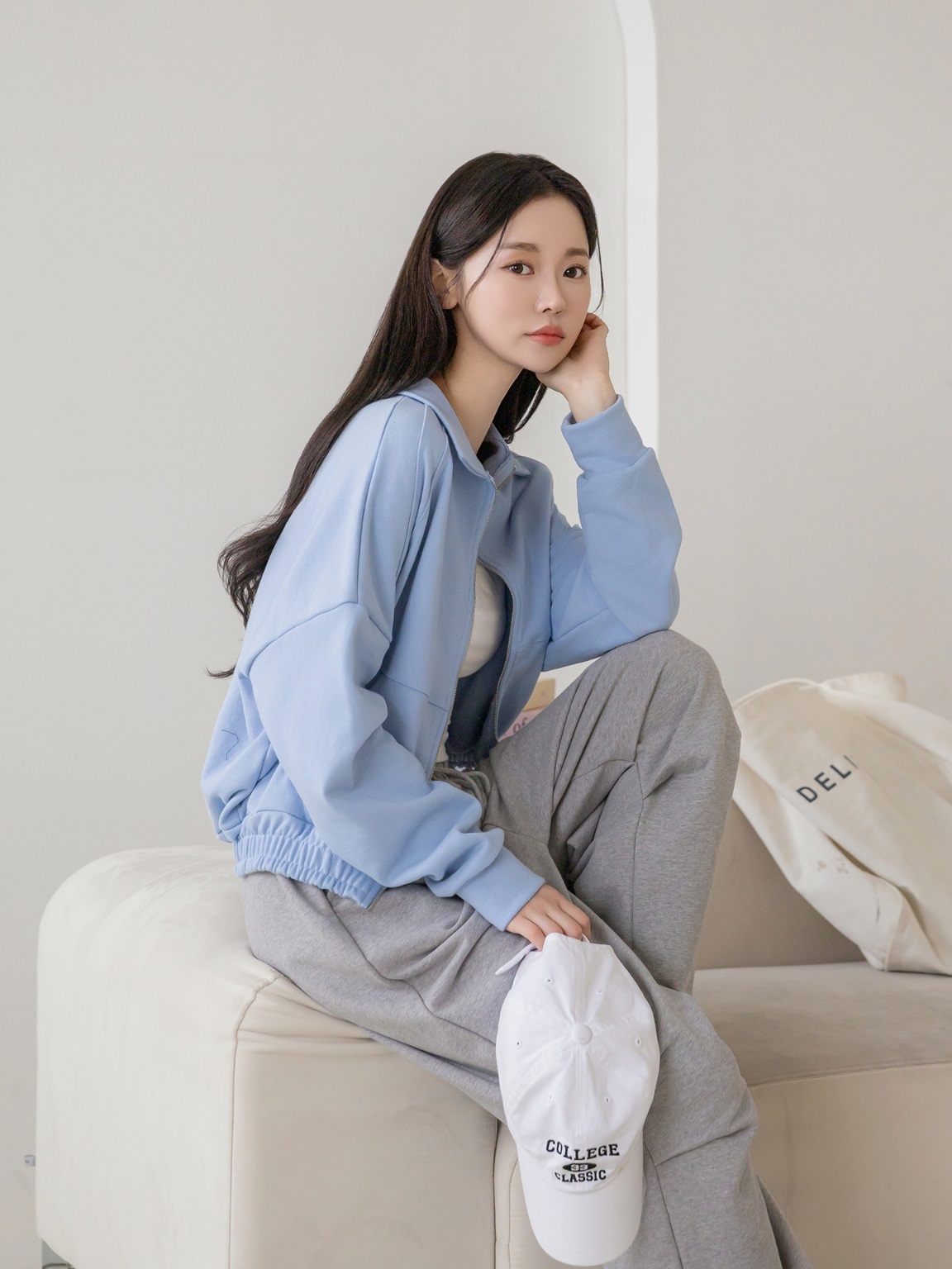 コットンジップアップカラーポケットショート長袖ジャンパー | 詳細画像11