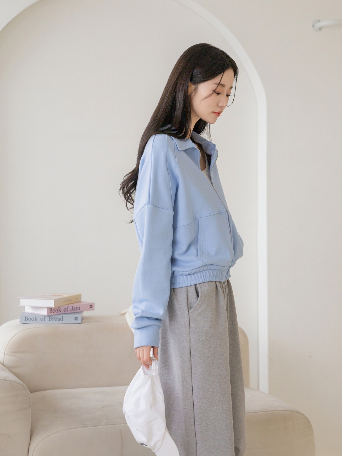 コットンジップアップカラーポケットショート長袖ジャンパー | 詳細画像15