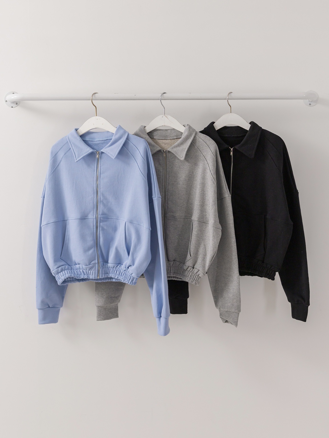 コットンジップアップカラーポケットショート長袖ジャンパー | 詳細画像22