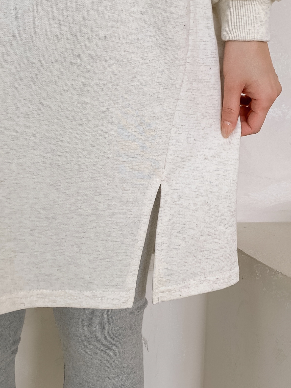 コットンラグラン長袖ミニワンピース | 詳細画像4