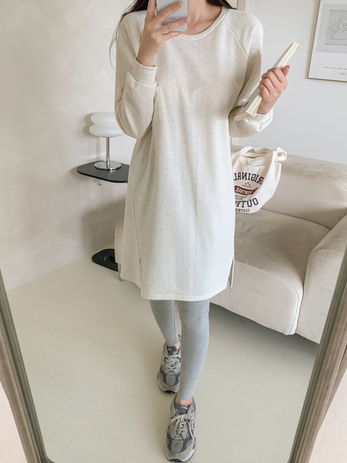 コットンラグラン長袖ミニワンピース | 詳細画像8