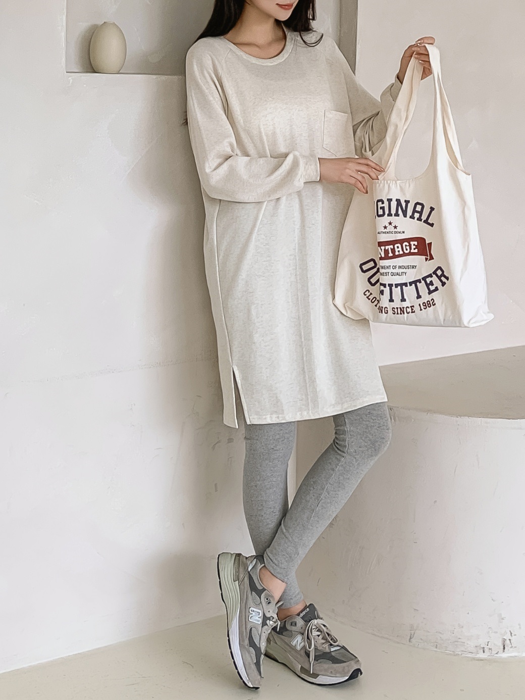 コットンラグラン長袖ミニワンピース | 詳細画像10