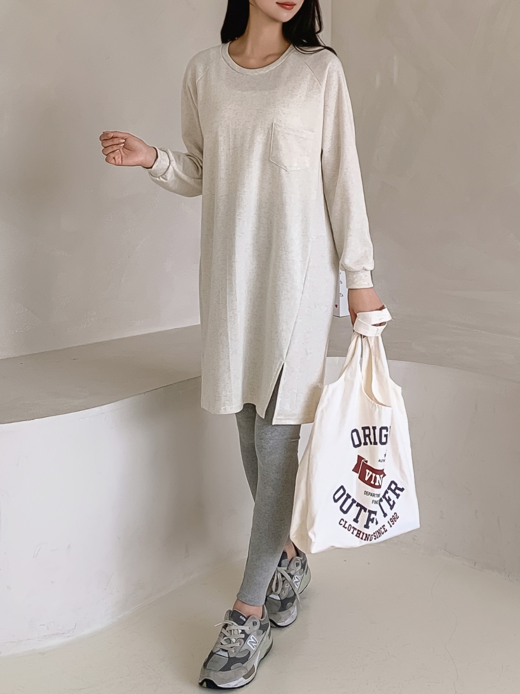 コットンラグラン長袖ミニワンピース | 詳細画像11