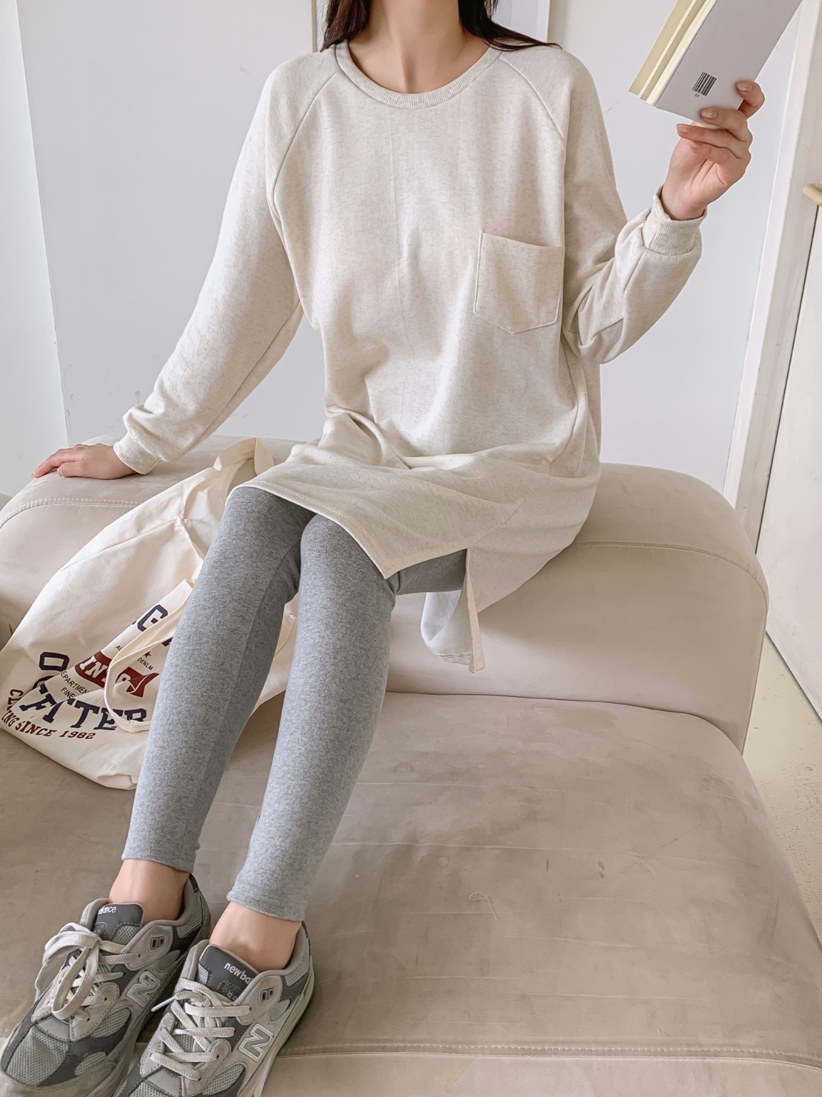 コットンラグラン長袖ミニワンピース | 詳細画像12