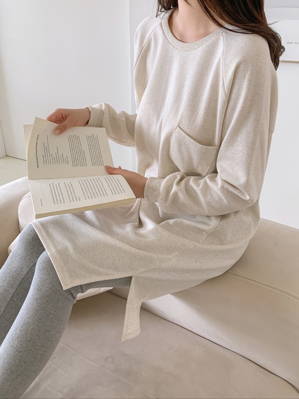 コットンラグラン長袖ミニワンピース | 詳細画像13