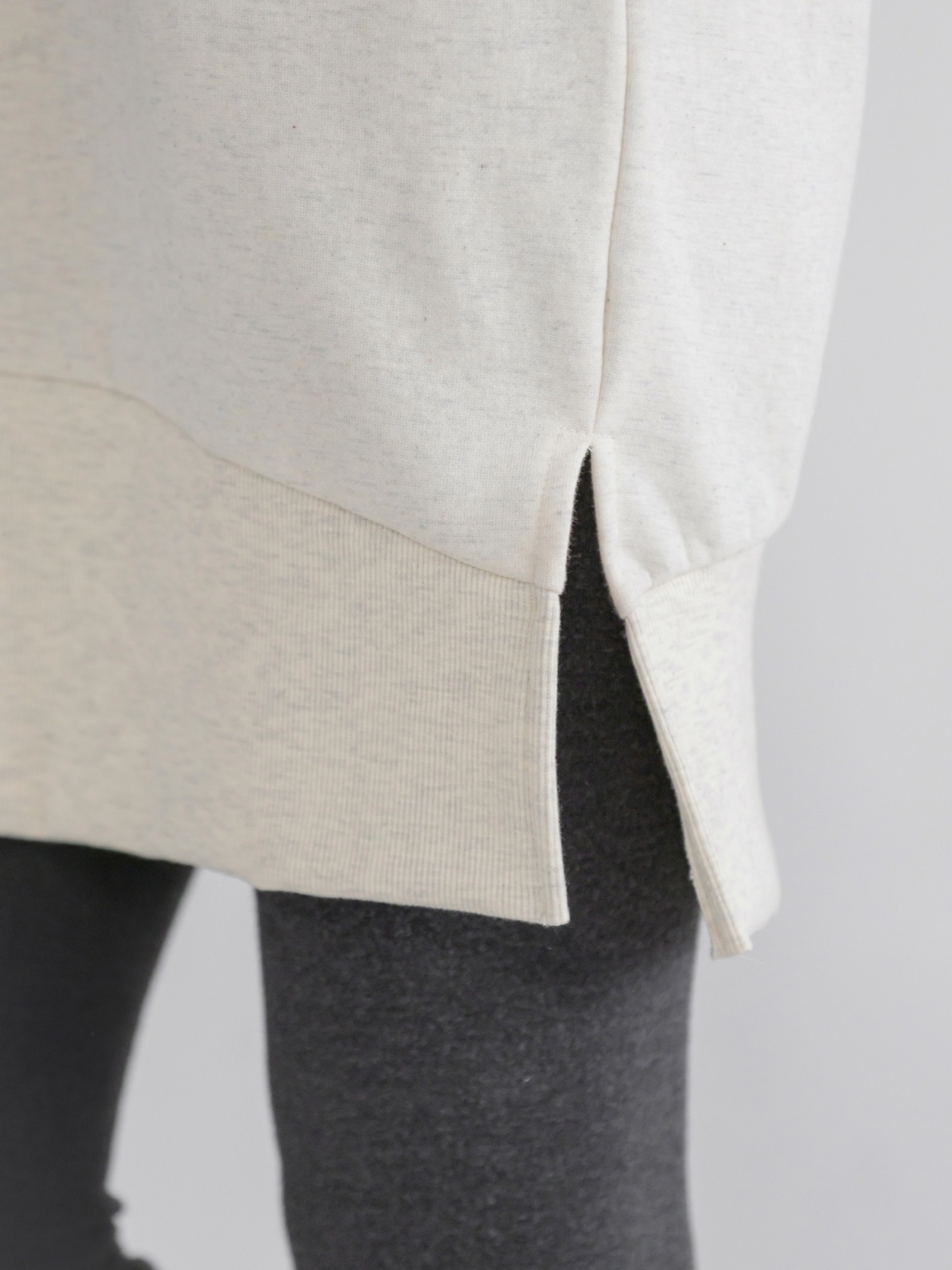 コットンラウンドネックスリットベーシック長袖ミディワンピース | 詳細画像6