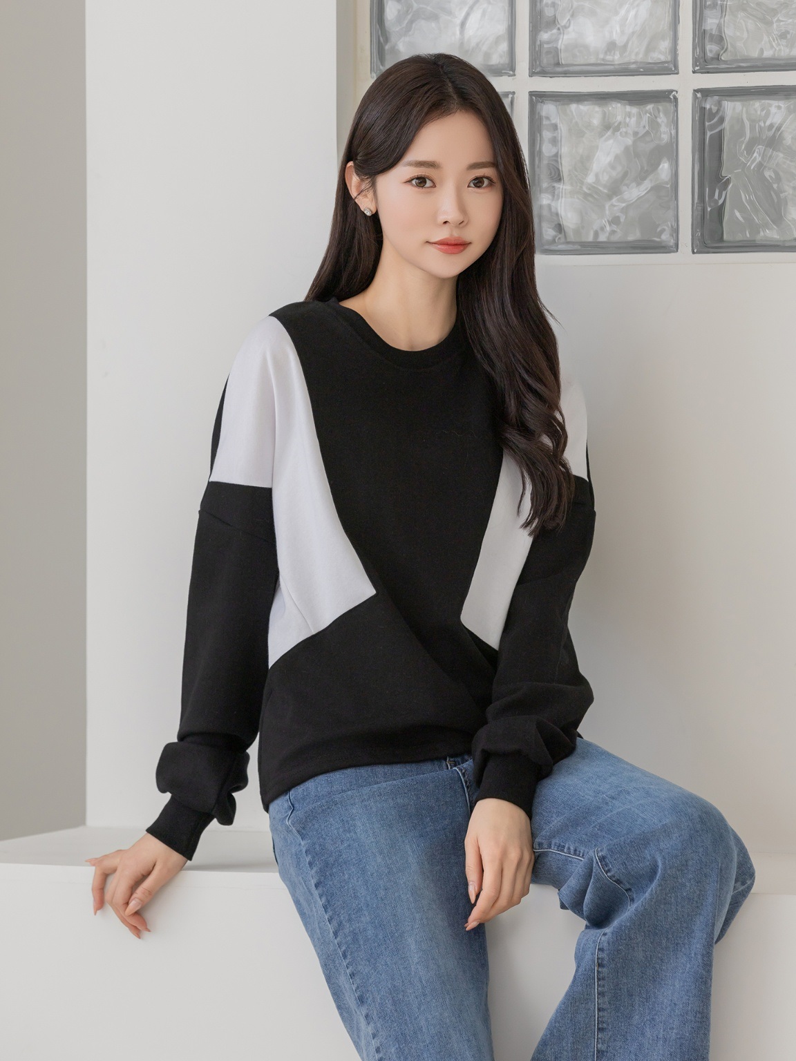 コンビコットンラウンドネックボクシールーズ長袖スウェット | 詳細画像2