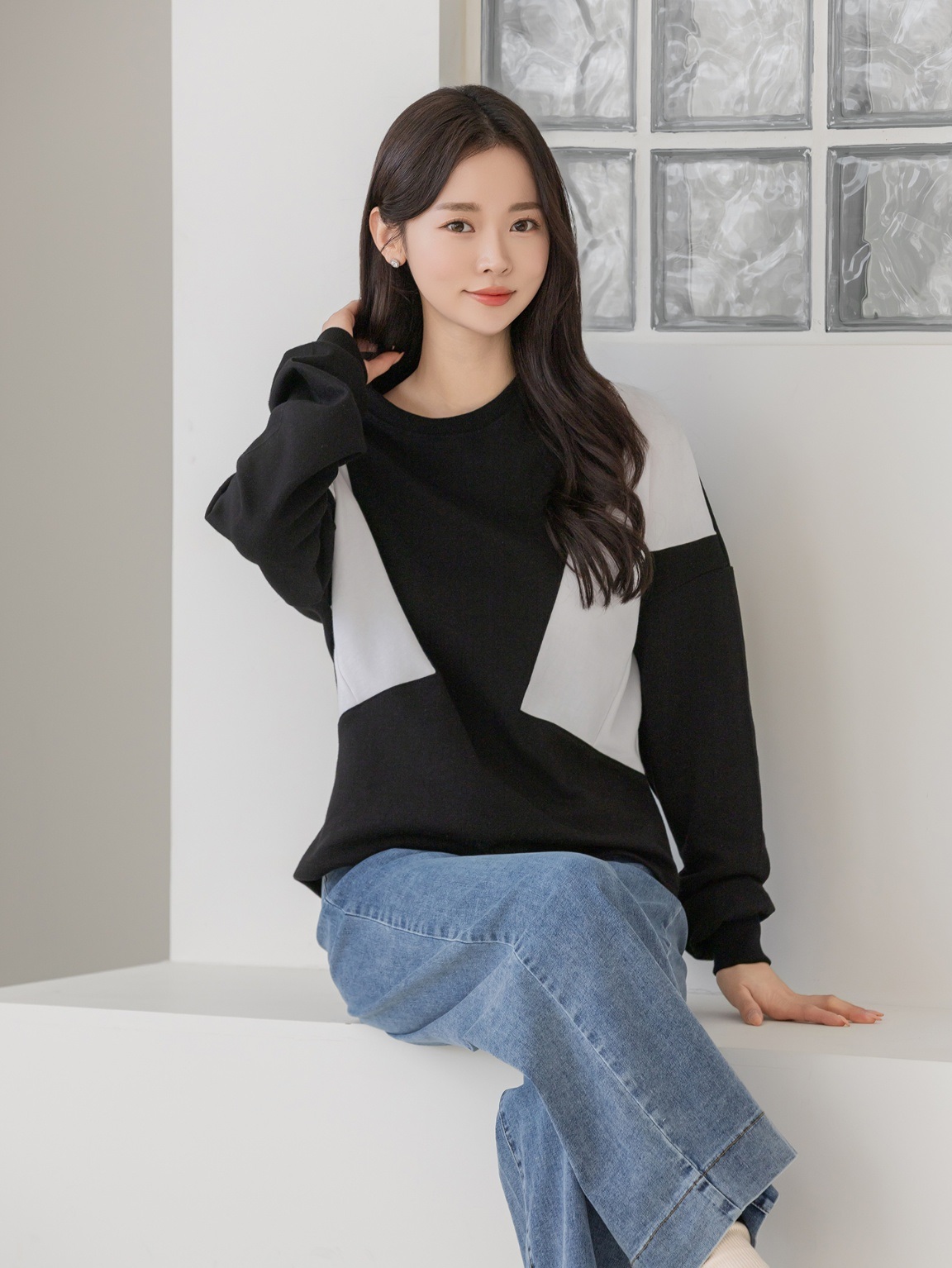 コンビコットンラウンドネックボクシールーズ長袖スウェット | 詳細画像5