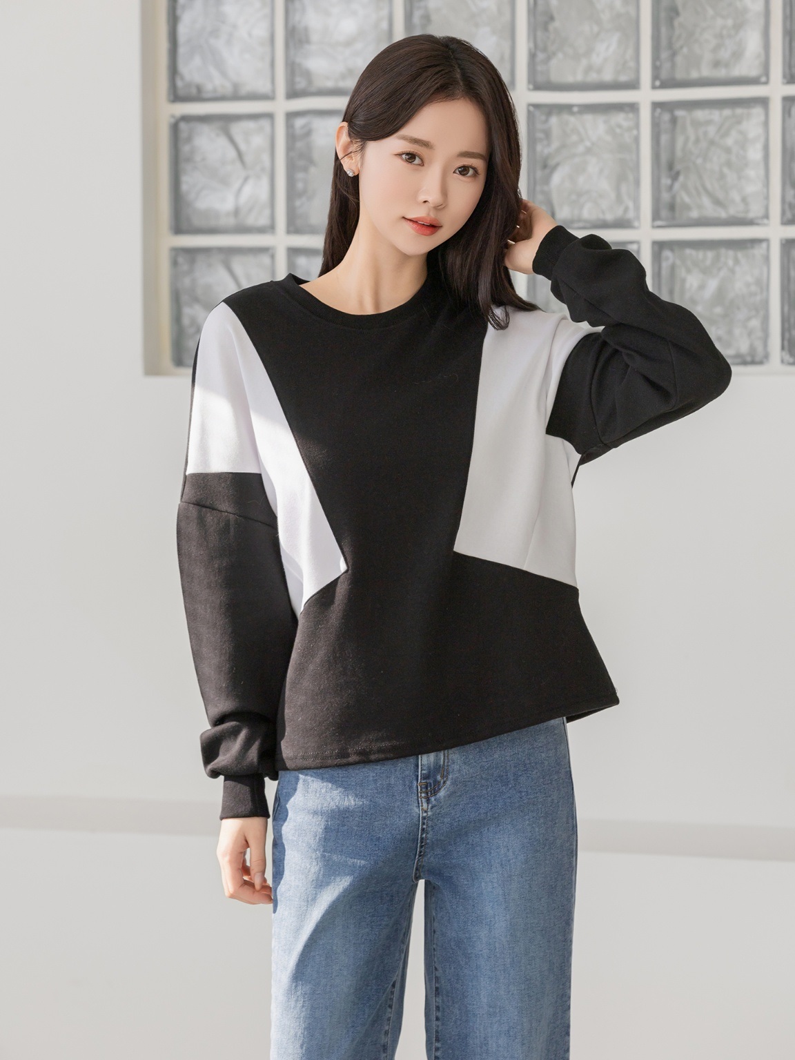 コンビコットンラウンドネックボクシールーズ長袖スウェット | 詳細画像6