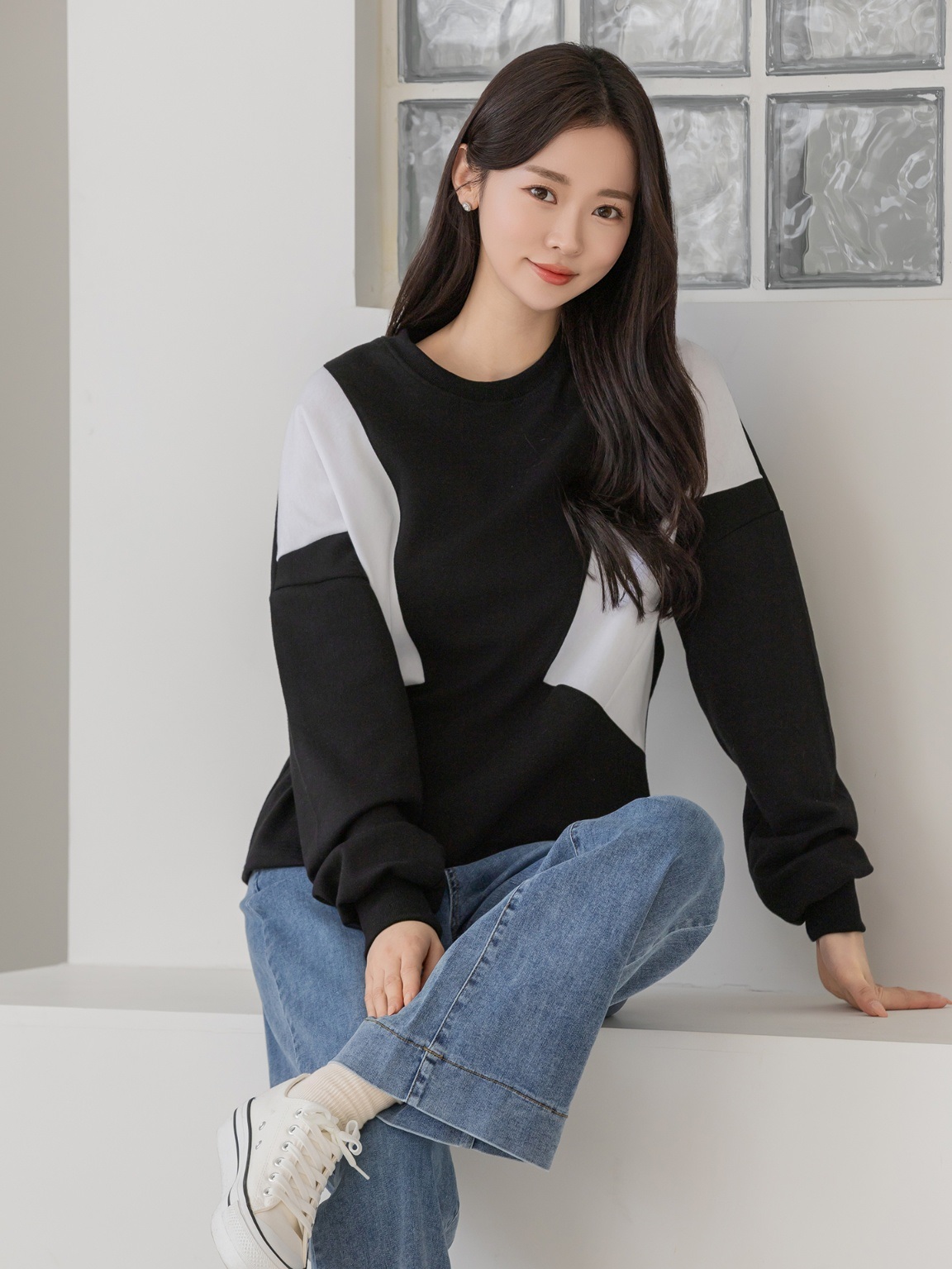 コンビコットンラウンドネックボクシールーズ長袖スウェット | 詳細画像8