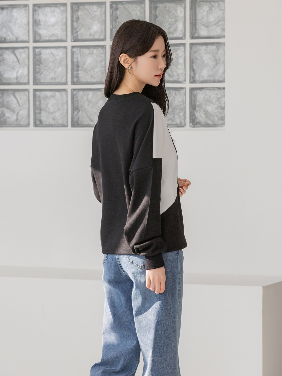 コンビコットンラウンドネックボクシールーズ長袖スウェット | 詳細画像9