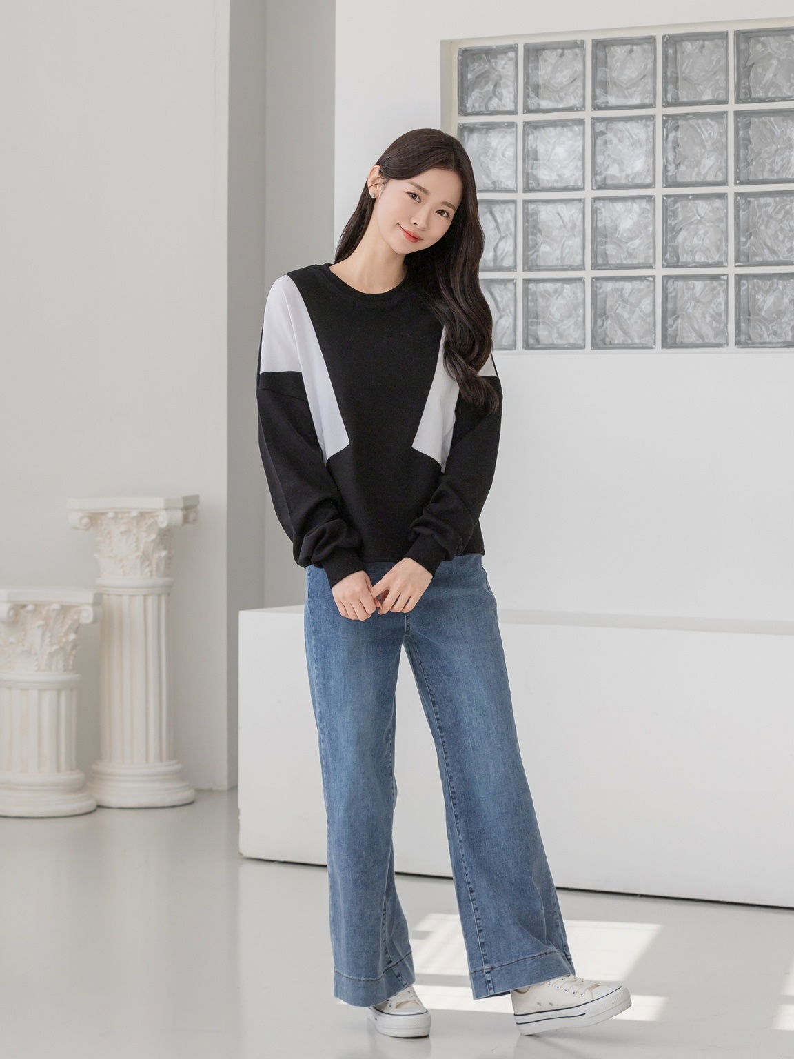 コンビコットンラウンドネックボクシールーズ長袖スウェット | 詳細画像14