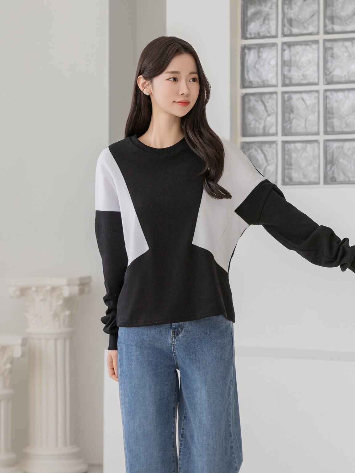 コンビコットンラウンドネックボクシールーズ長袖スウェット | 詳細画像15