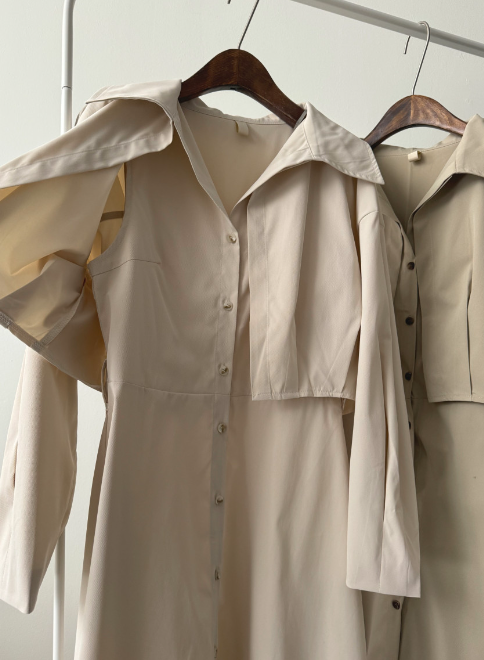 ボタンカラーロング長袖フレアワンピースストラップセット(バックルあり) | 詳細画像4