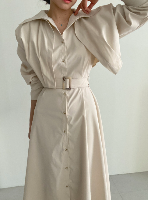 ボタンカラーロング長袖フレアワンピースストラップセット(バックルあり) | 詳細画像9