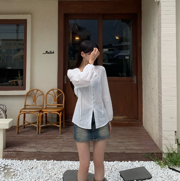 フリルベーシック長袖ブラウス | 詳細画像13