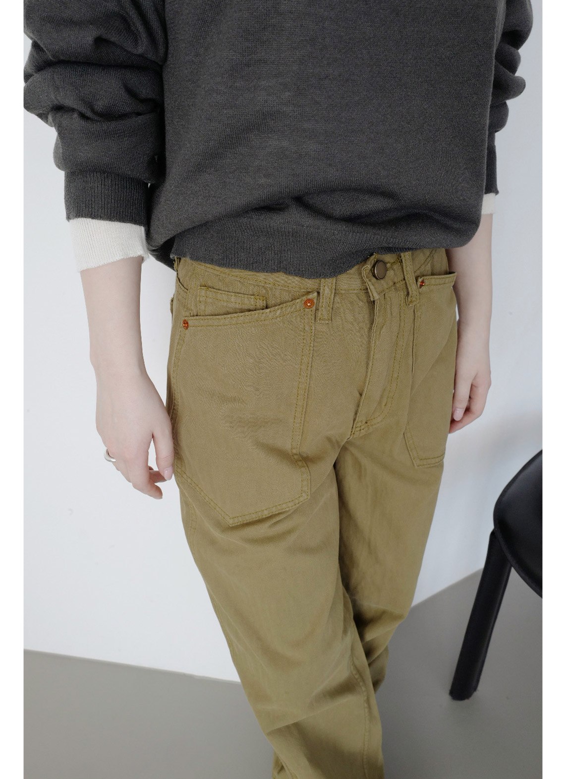 コットンジップアップポケットストレートストライプパンツオールシーズン | 詳細画像7