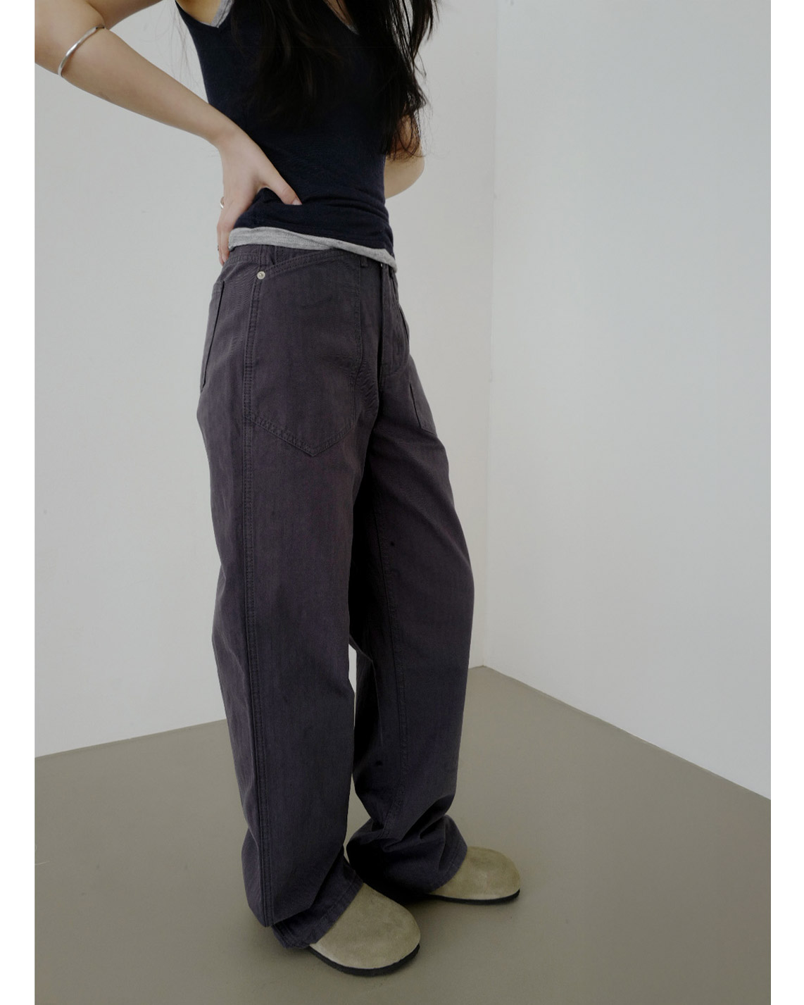 コットンジップアップポケットストレートストライプパンツオールシーズン | 詳細画像13