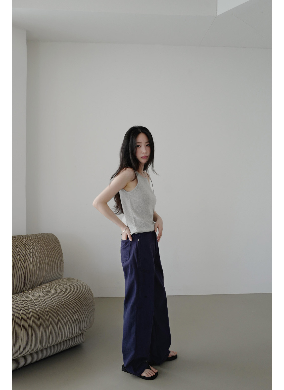 コットンジップアップポケットストレートストライプパンツオールシーズン | 詳細画像16