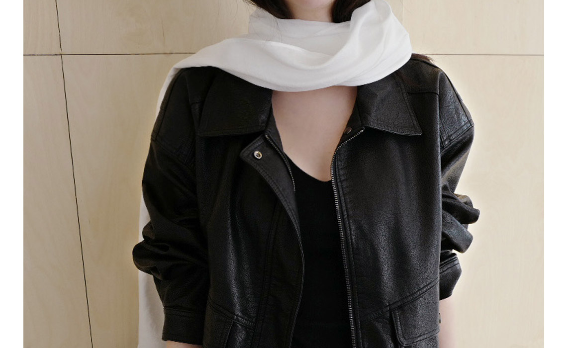 ベルベットベロアシルク混ナイロンボウタイ無地マフラーオールシーズン | 詳細画像4