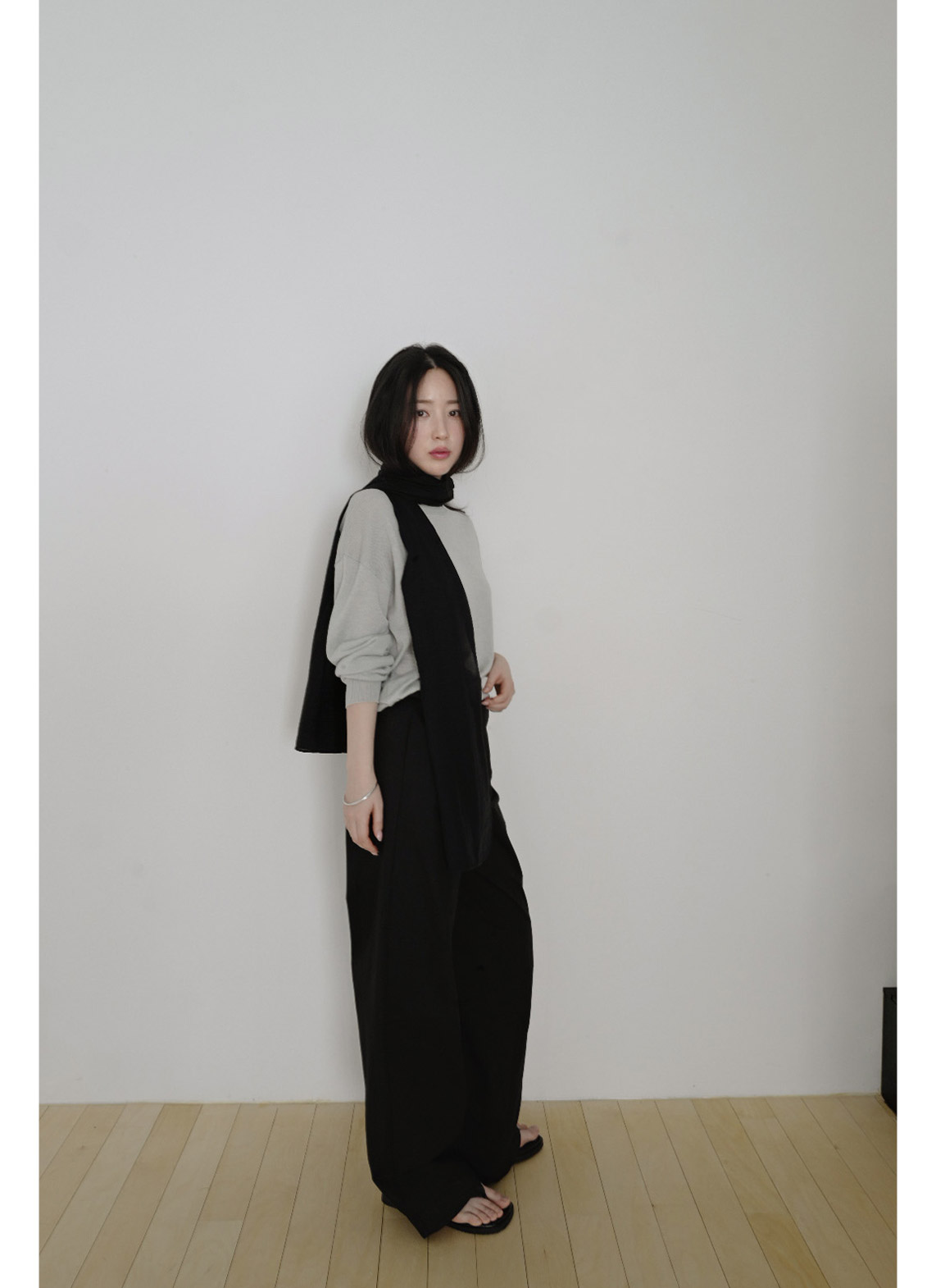 ベルベットベロアシルク混ナイロンボウタイ無地マフラーオールシーズン | 詳細画像9