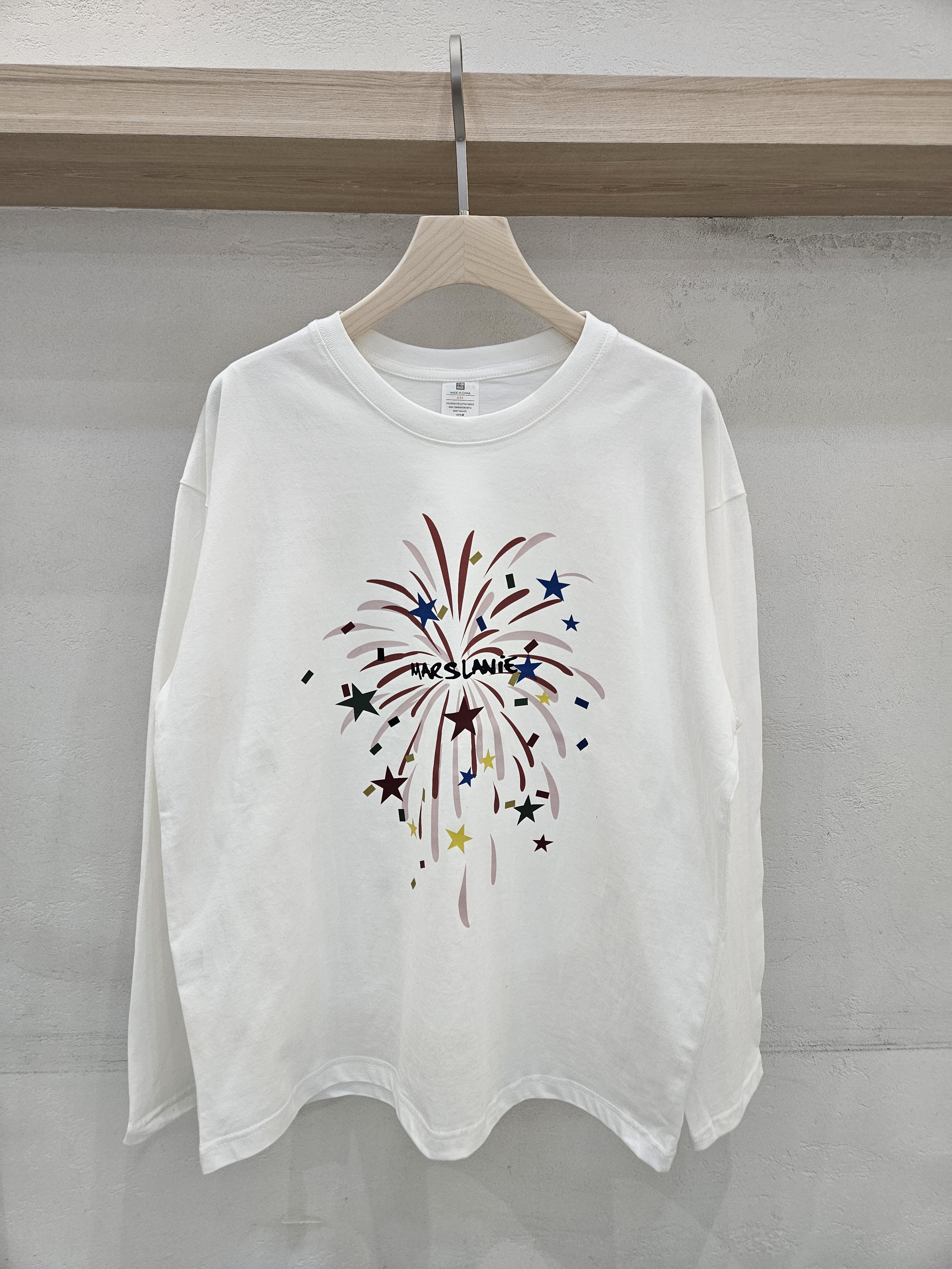 コットンラウンドネック長袖プリントTシャツ | 詳細画像2