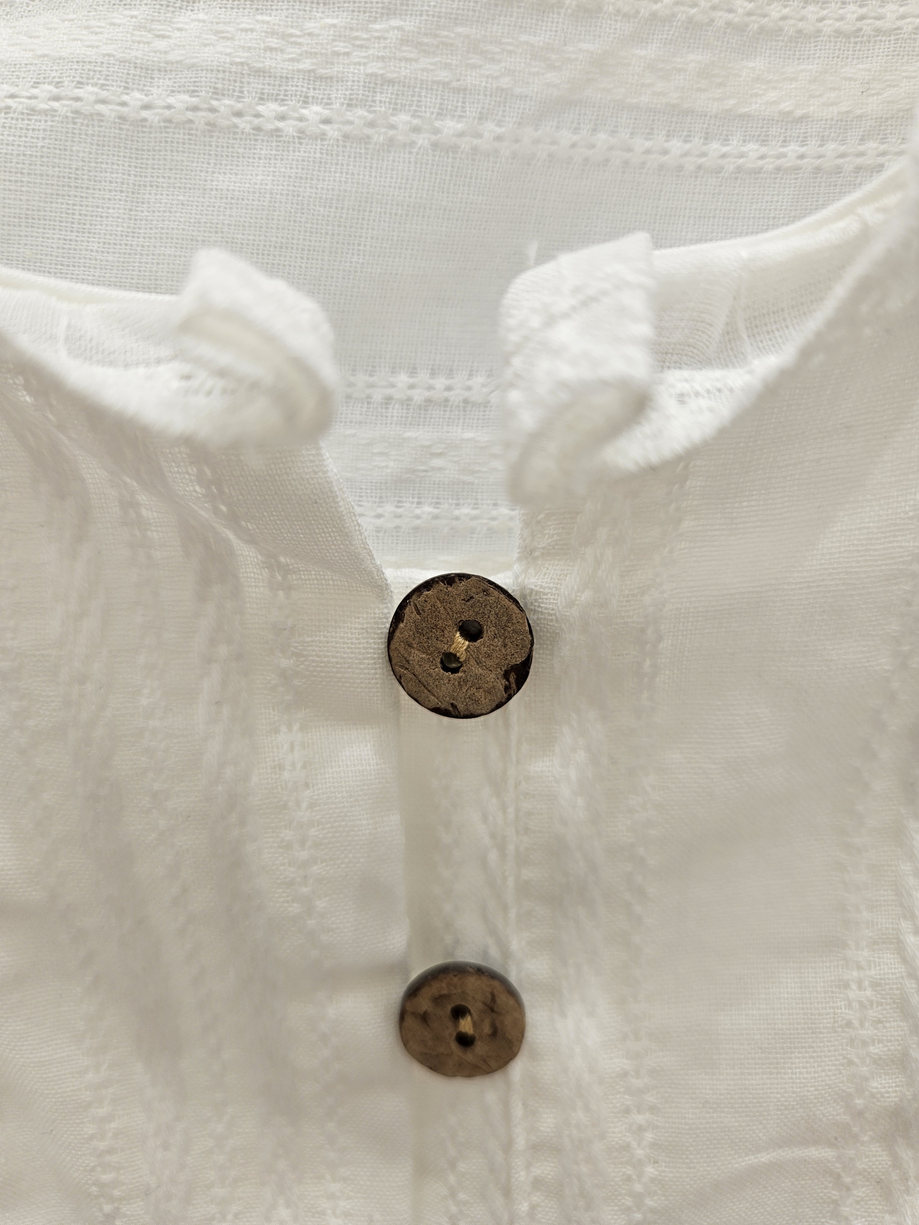 レースコットンボタンパフスリーブ長袖フリル ネックブラウス | 詳細画像9