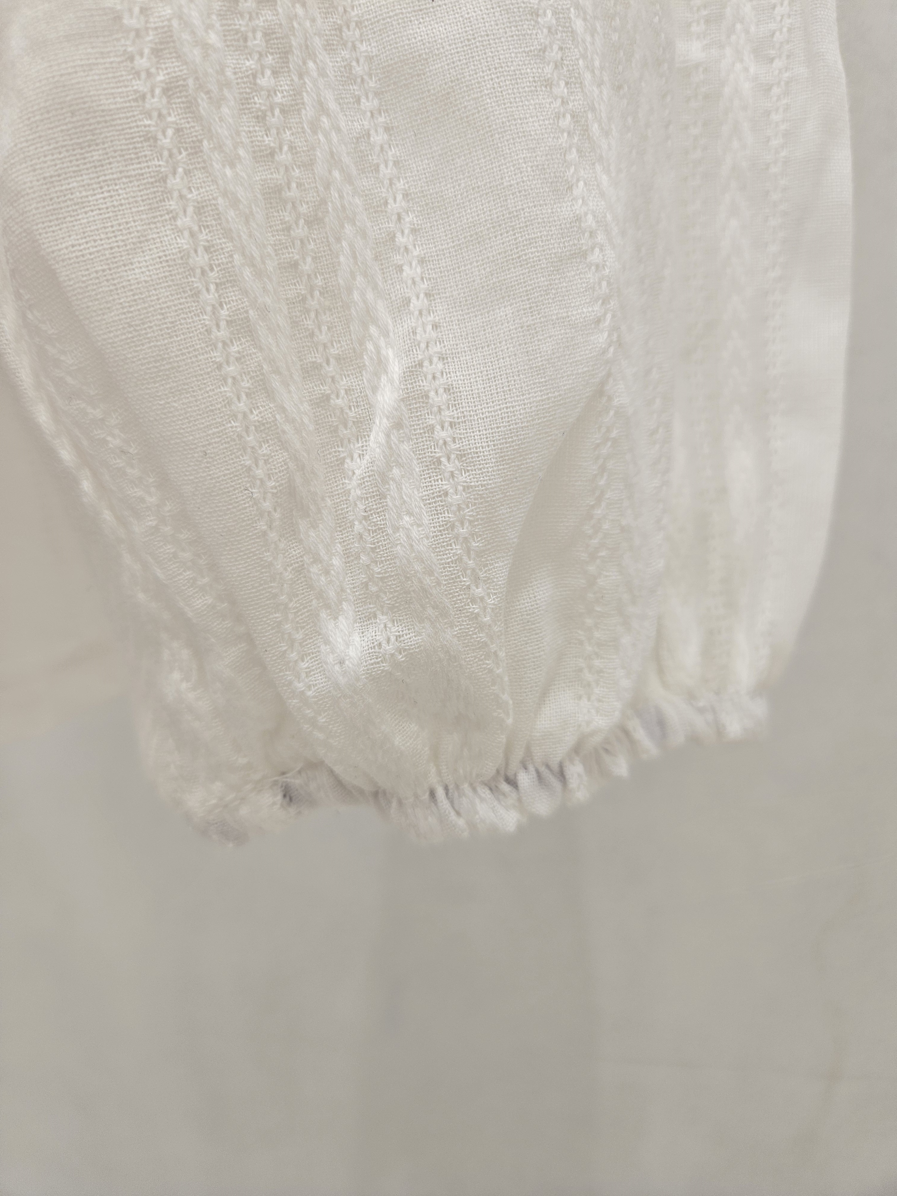 レースコットンボタンパフスリーブ長袖フリル ネックブラウス | 詳細画像12