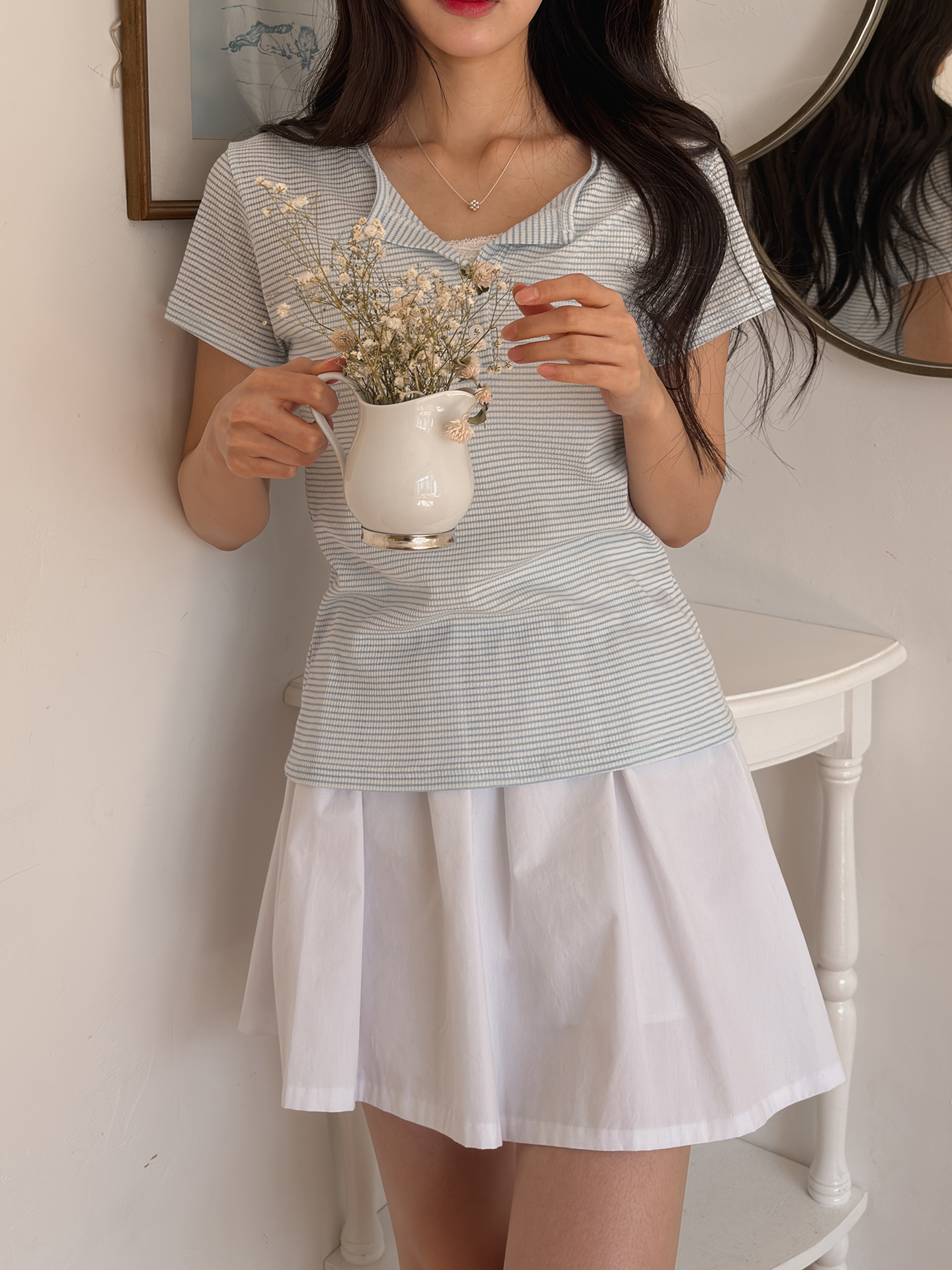 ボタンヘンリーネック半袖ボーダーTシャツ | 詳細画像9