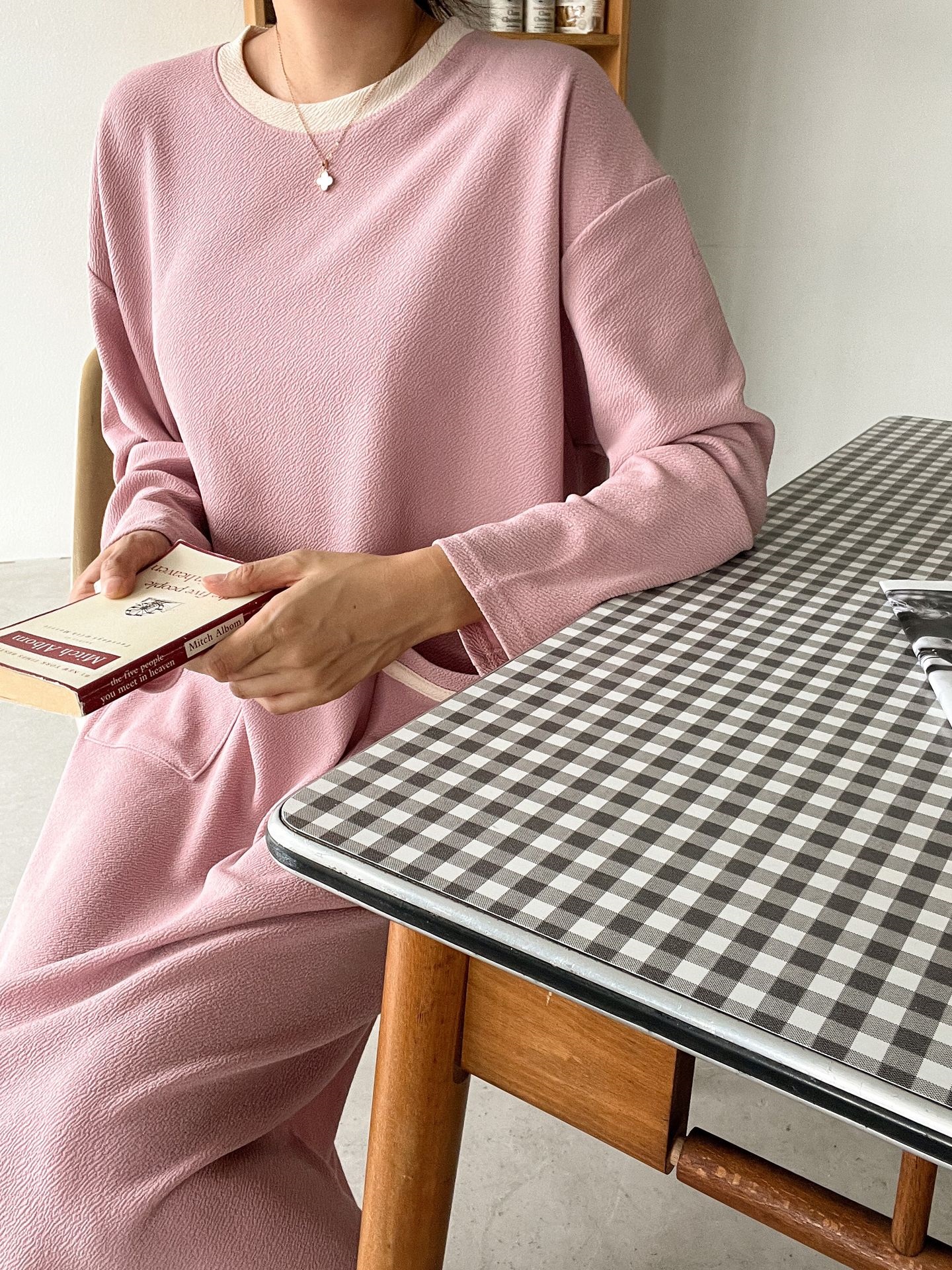 ラウンドネックポケットロング長袖配色ワンピース | 詳細画像21