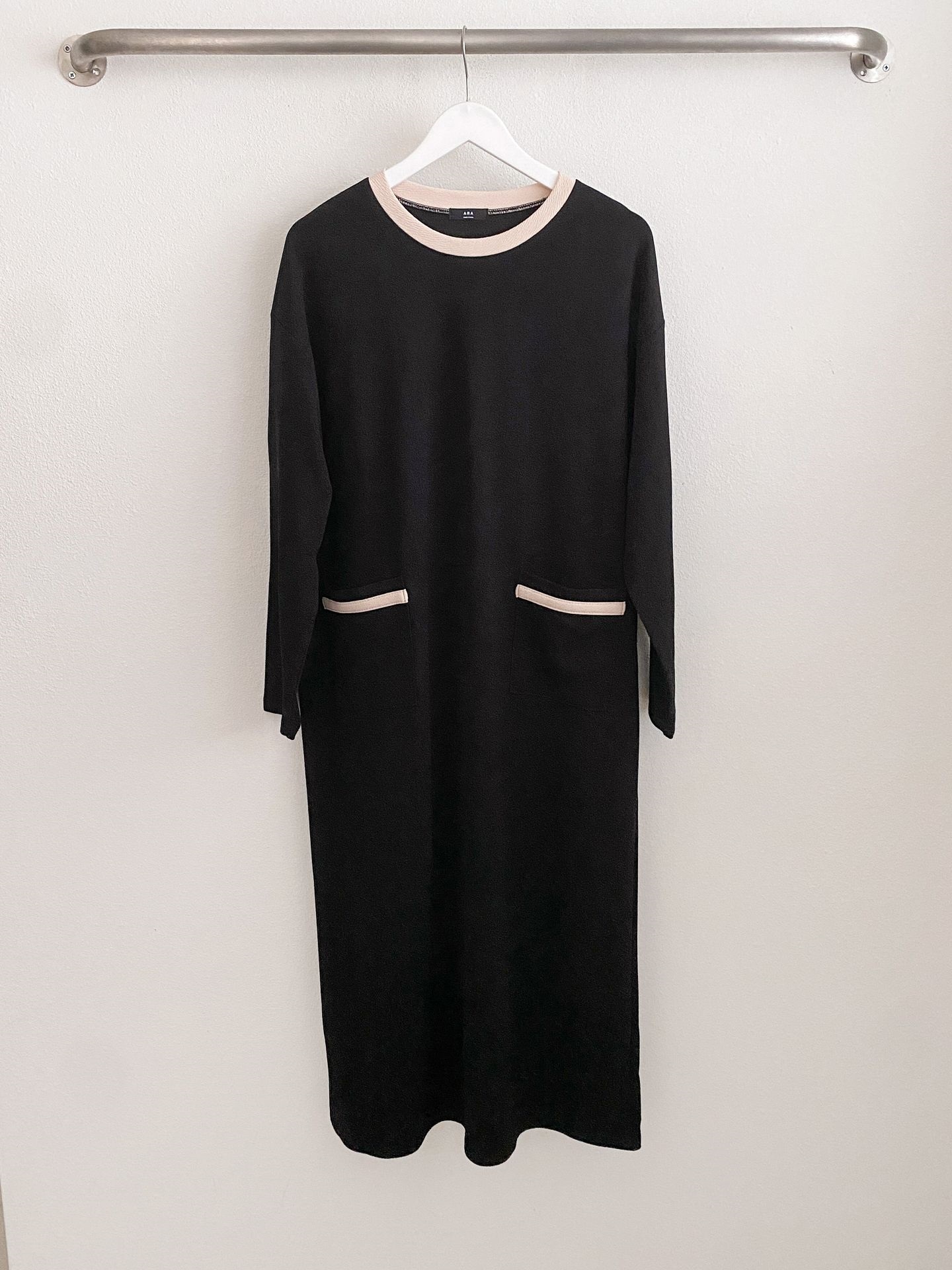 ラウンドネックポケットロング長袖配色ワンピース | 詳細画像32