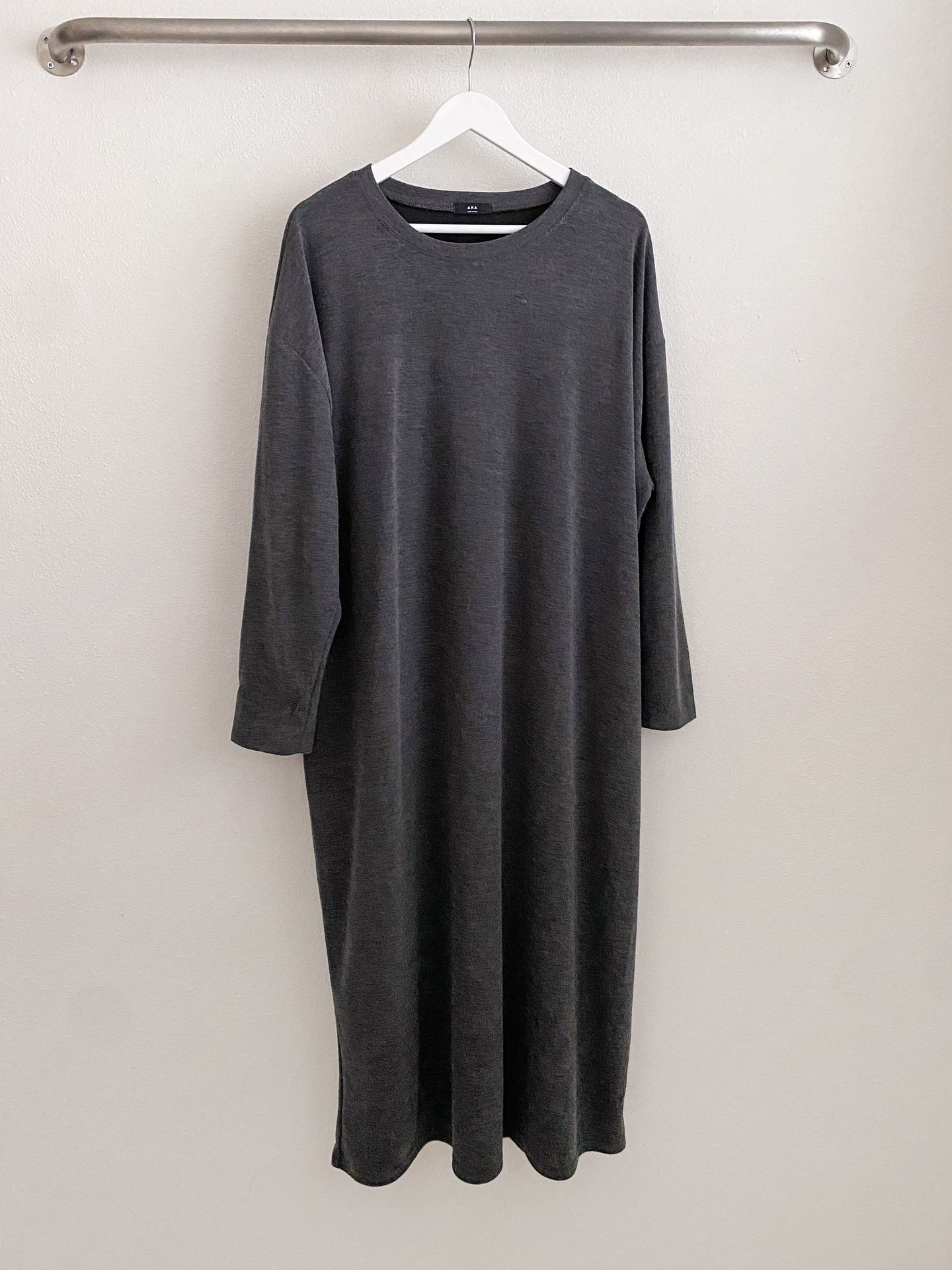 ラウンドネックボクシーロング長袖無地ワンピース | 詳細画像27